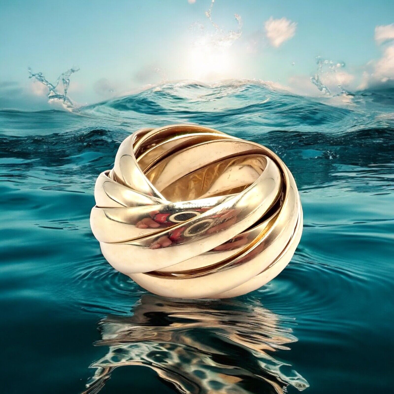 Authentic Tiffany & Co 18k Yellow Gold 9 Row Melody Calife Picasso Ring Size 5 - Luxury Jewelry for Women, Perfect for Weddings, Anniversaries & Special Occasions