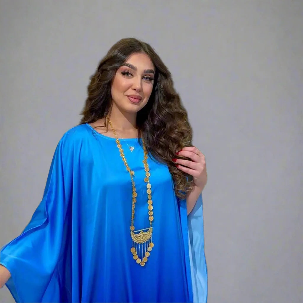 Free Size Batwing Sleeve Farasha Abaya Dress - Modest Islamic Women's Clothing for Prayer, Mosque & Special Occasions
