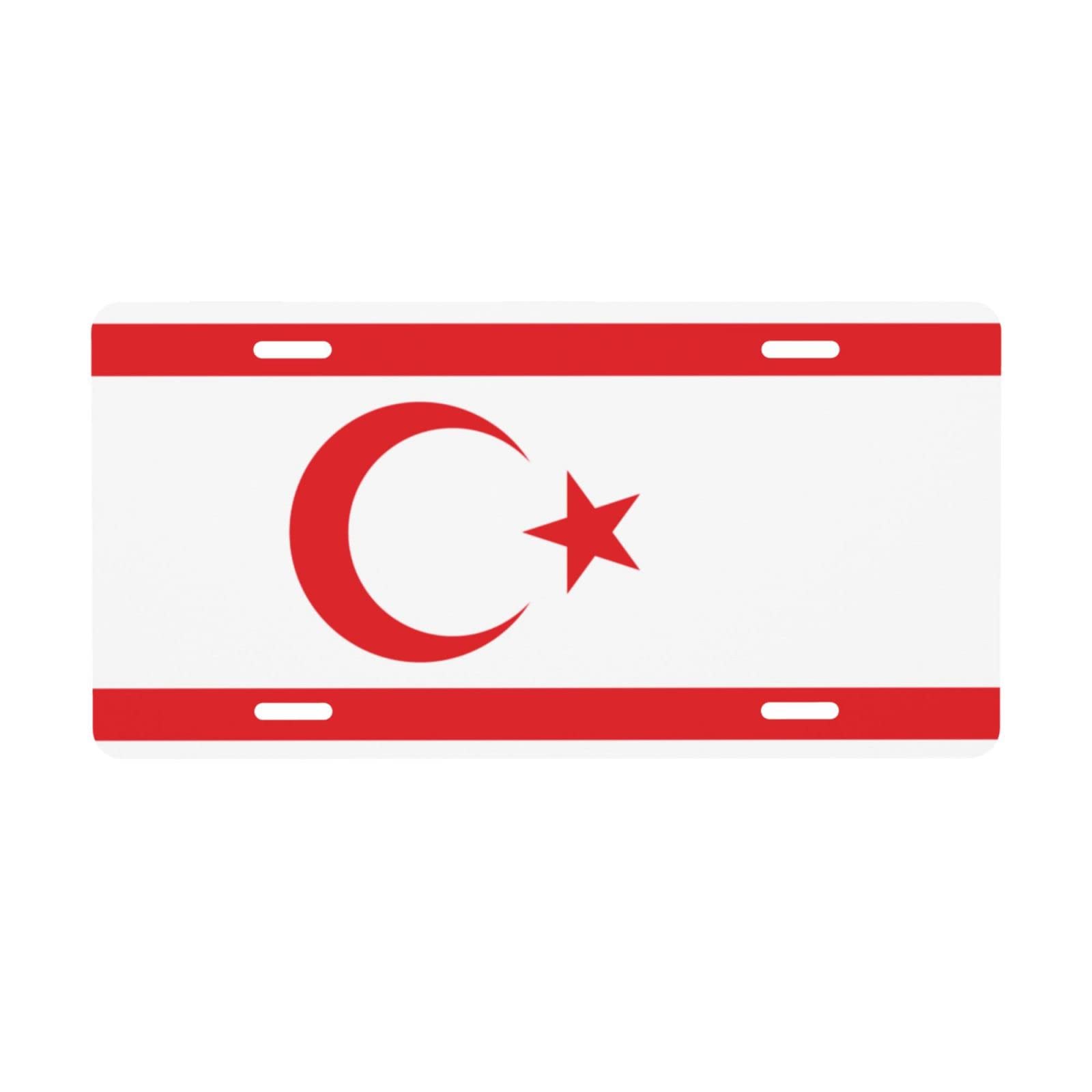 Custom Turkish Republic of Northern Cyprus Flag Car License Plate - 6x12 Inch Aluminum Metal Front Tag for Auto & Truck - Perfect for Car Enthusiasts, Patriotic Displays & Novelty Gifts