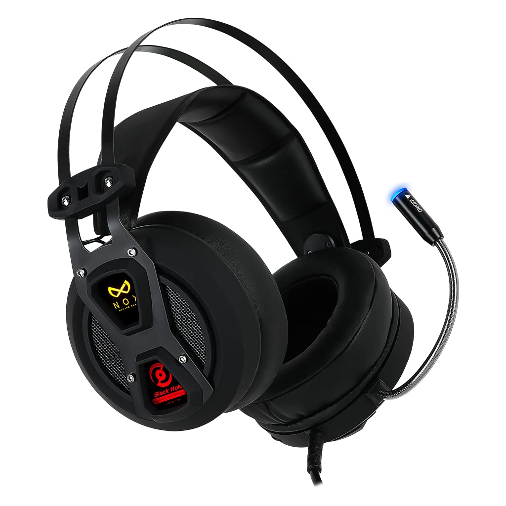 NOX ANC Active Noise Cancelling Gaming Headset - 7.1 Channel Surround Sound Stereo Headphones with Comfortable Leather Earcups, USB Connectivity for PC & Laptop (Black Hole) - Perfect for Competitive Gaming, Streaming & Office Work