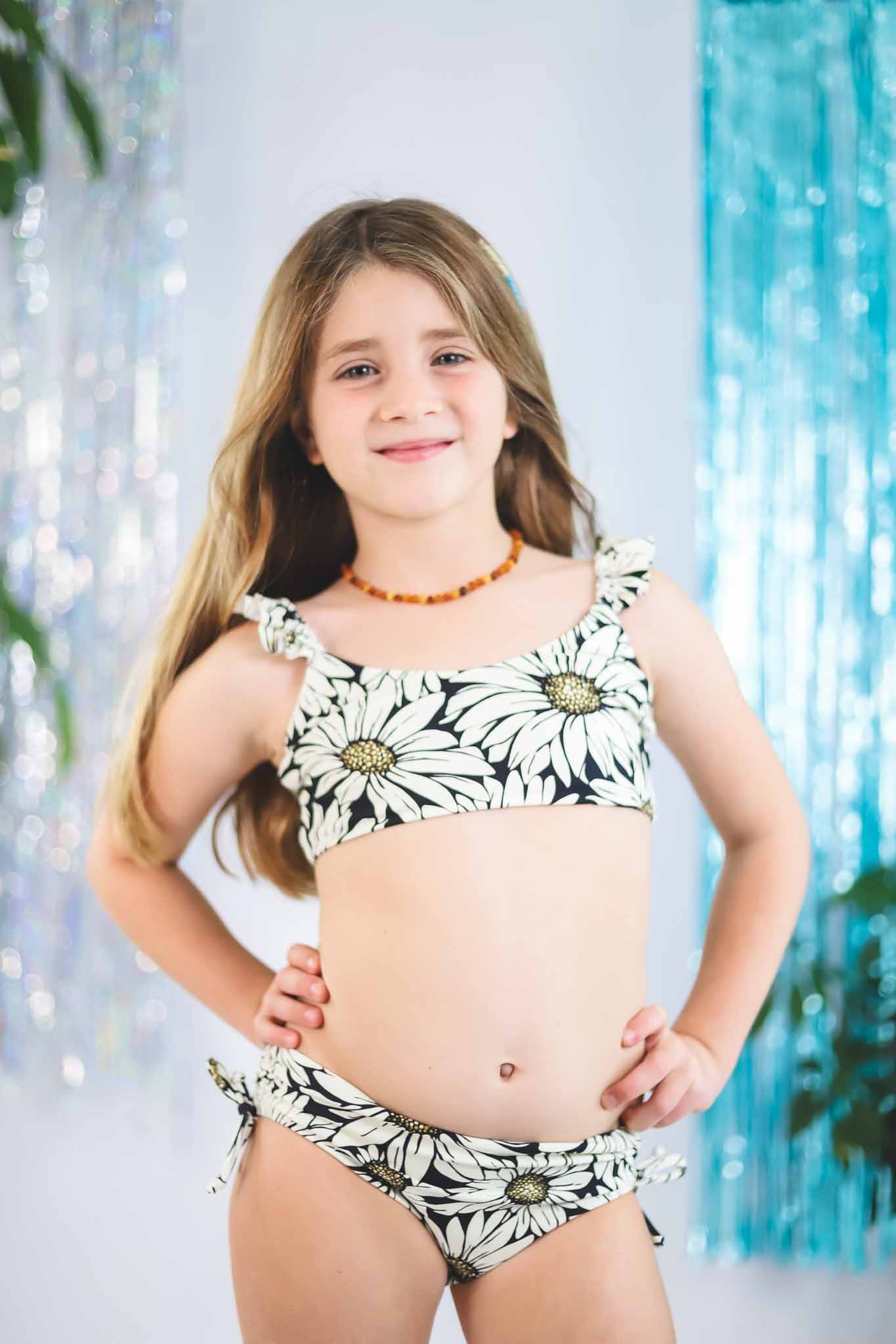 Daisy Mango Ruffled Sleeve Two-Piece Set for Girls | Floral Summer Outfit for Beach, Party & Family Photos