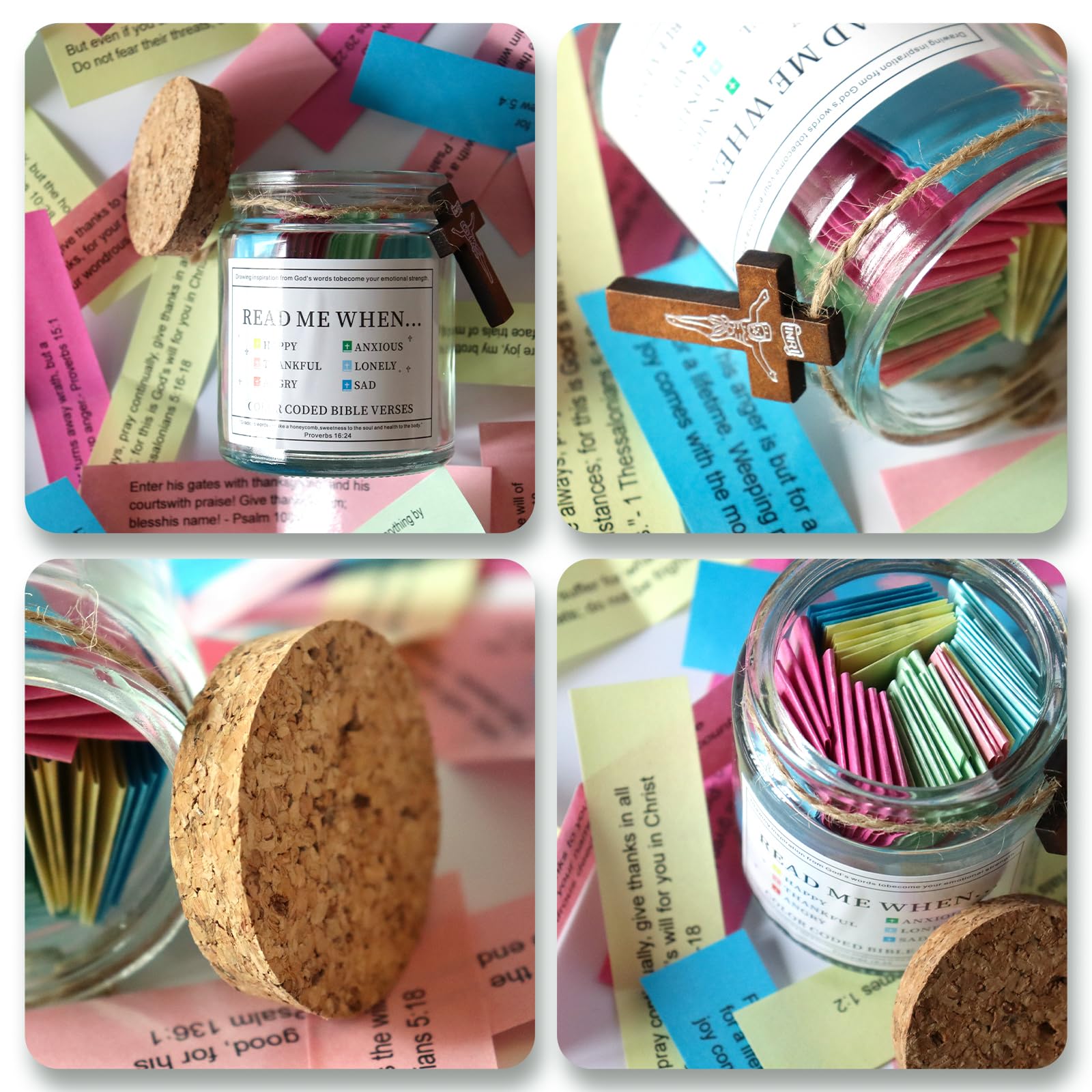 Bible Verse Jar - Inspirational Christian Gift for Women & Men, Scripture Prayer Jar with Daily Bible Verses - Perfect for Bible Study, Church Gifts, Mom, Dad & Friends - Great for Daily Devotion & Spiritual Encouragement