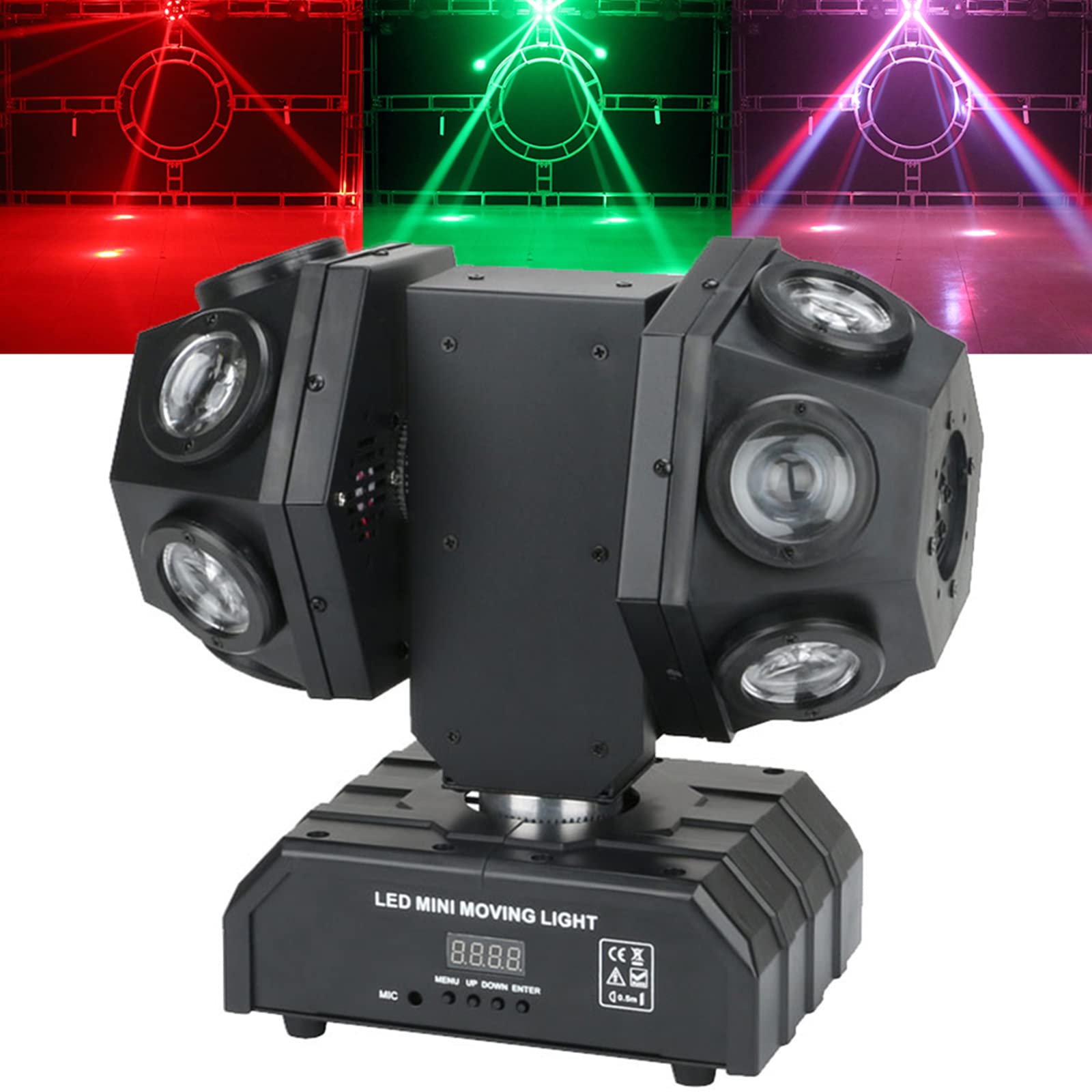 12 LED Moving Head DJ Light - Rotating Beam Stage Lighting with Sound Activation & DMX512 Control - Perfect for DJ, KTV, Disco, Wedding, Festival & Club Events - Professional Uplighting & Pinspot Effects