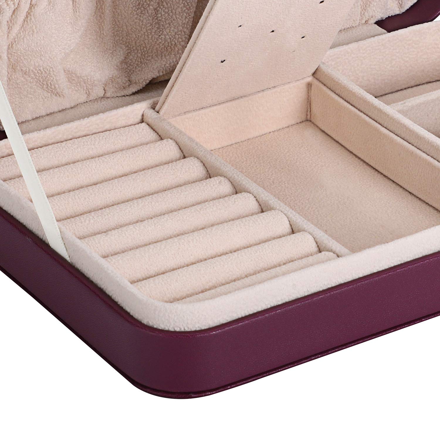 LANDICI Small Jewelry Box for Women - PU Leather Travel Jewelry Organizer with Storage Compartments for Rings, Earrings, Necklaces & Bracelets | Portable Jewelry Case | Perfect Gift Box for Her (Purple) | Ideal for Travel, Home Storage & Gift Giving