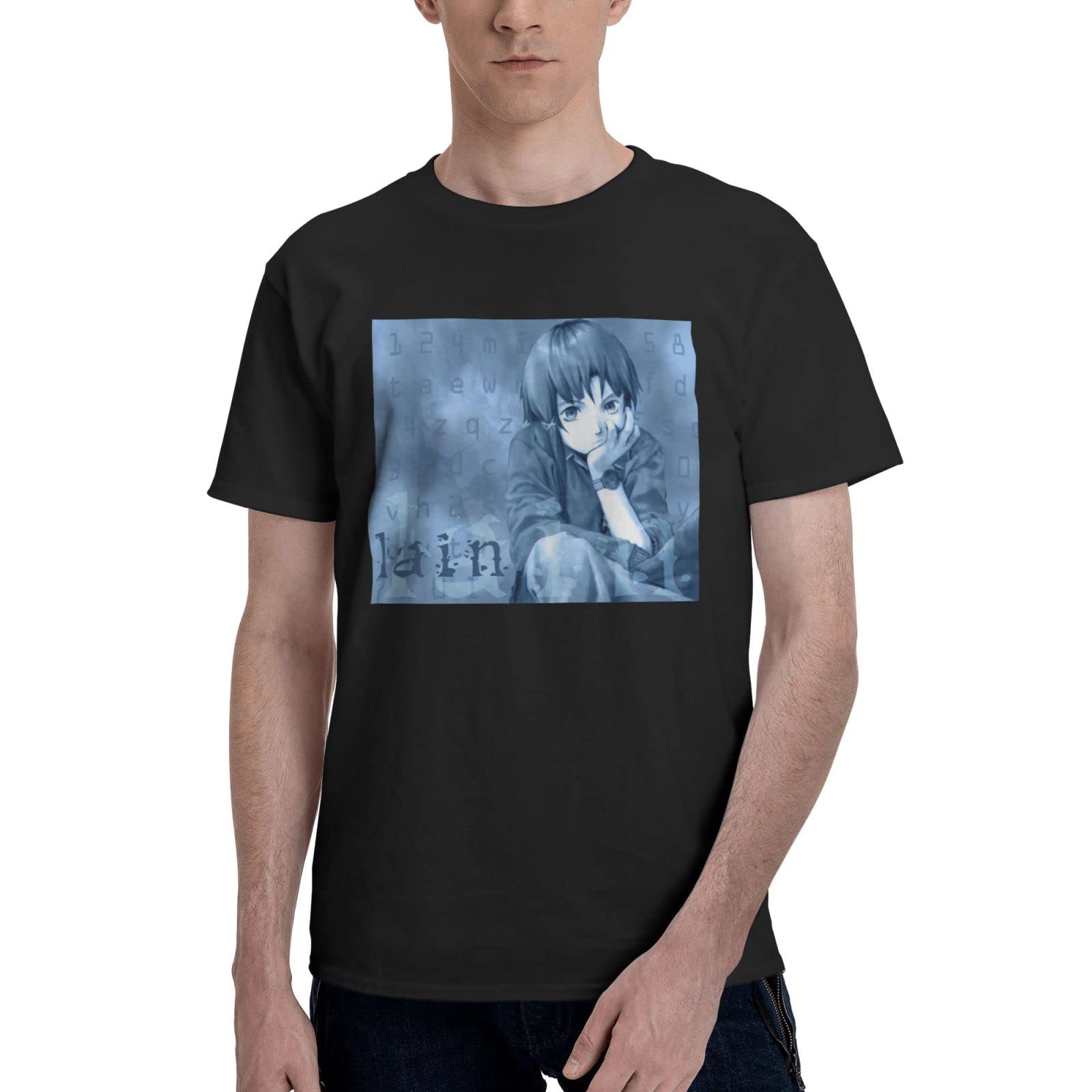 Yestrong Serial Experiments Lain Anime T-Shirt for Men - Lightweight Comfortable Round Neck Casual Tee | Perfect for Cosplay, Anime Conventions & Everyday Wear