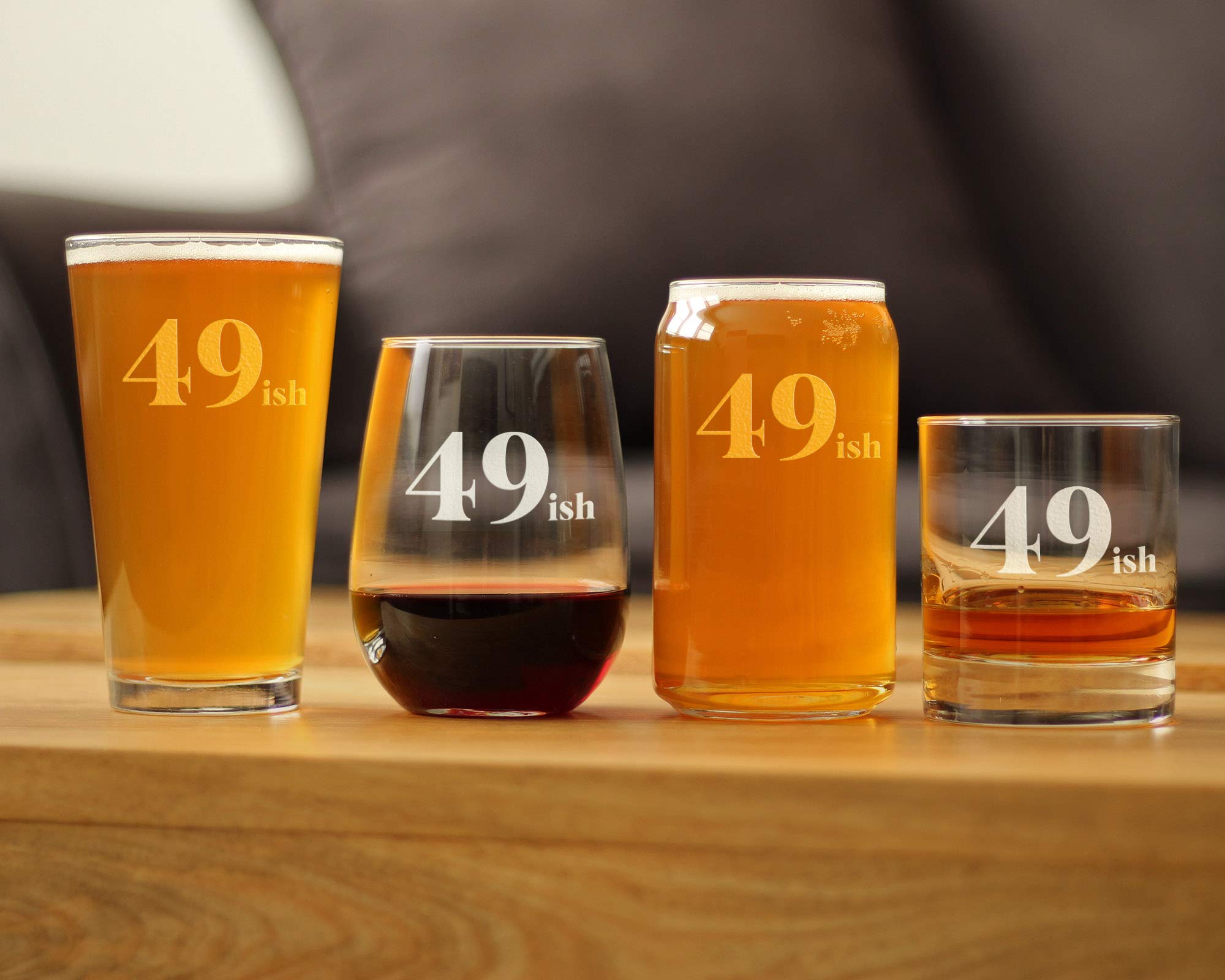 49ish - Funny 16 oz Beer Can Pint Glass - 50th Birthday Gifts for Men & Women - Novelty Drinking Cup for 50th Birthday Party Decorations & Celebrations - Perfect for Bars, Home Use & Gift Giving