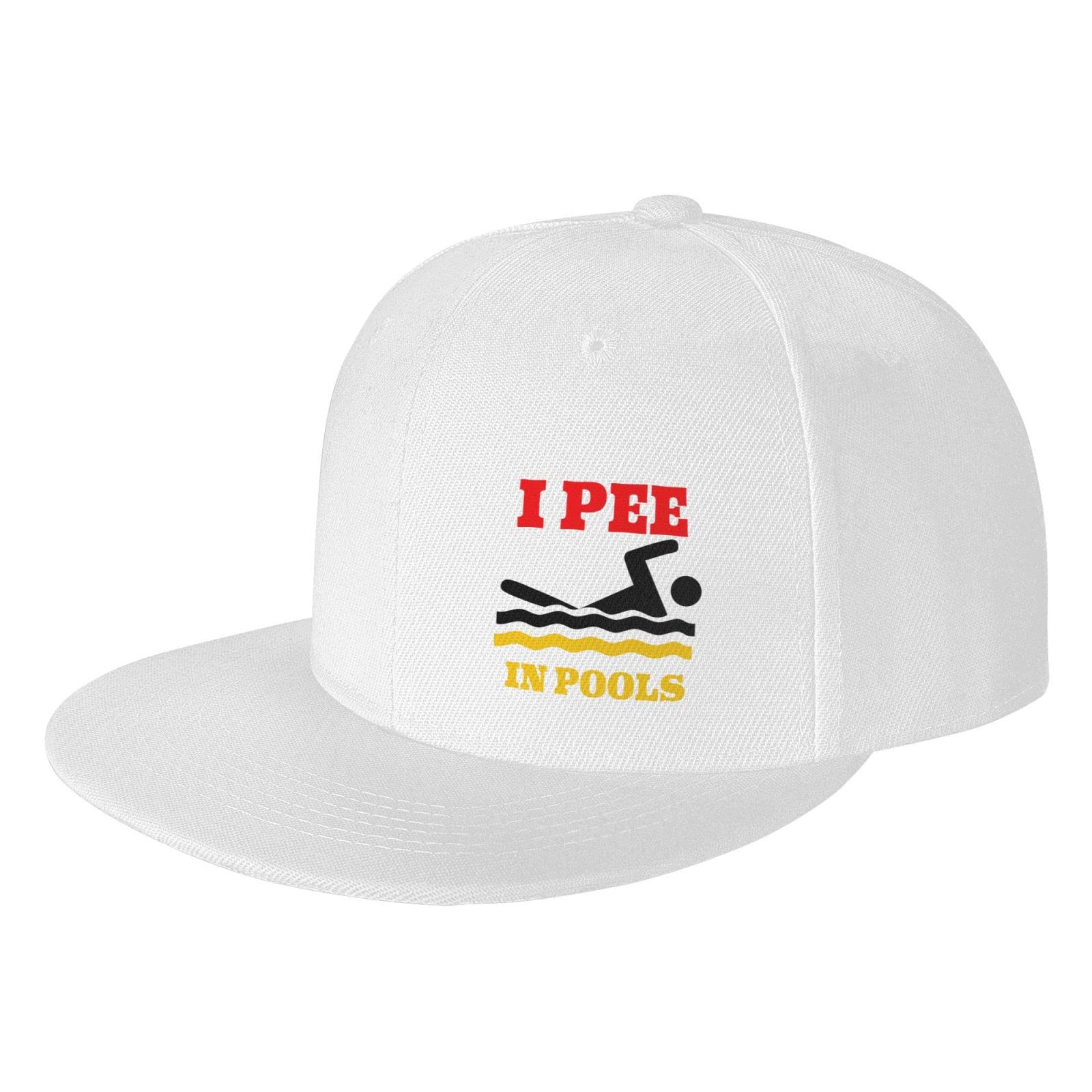Snapback Hats for Men & Women - Adjustable Flat Bill Baseball Cap | Hip Hop Style with 'I Pee in Pools' Design | Perfect for Streetwear, Casual Outfits & Summer Pool Parties