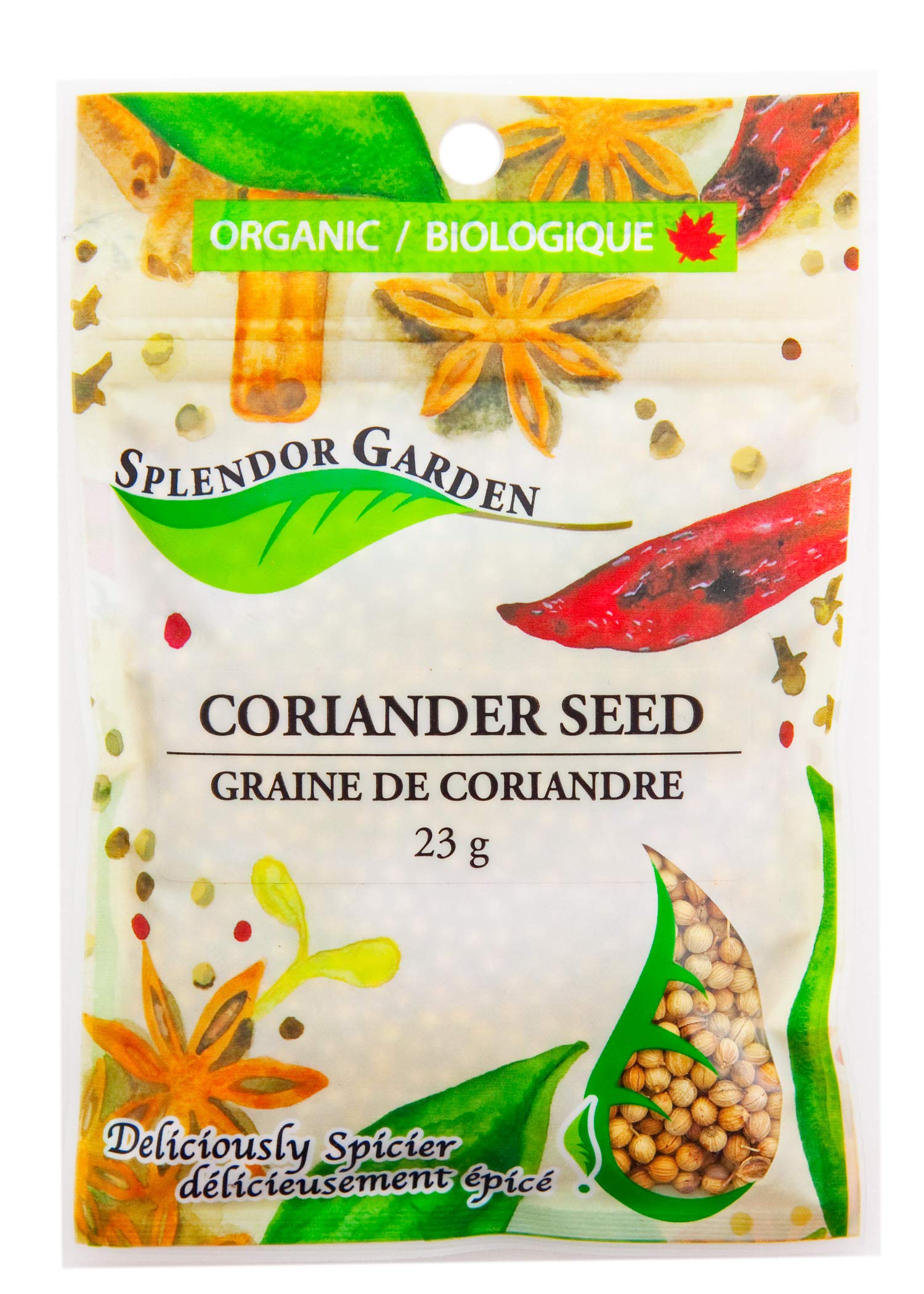 Organic Coriander Seeds Whole - 23g | Premium Quality for Cooking, Baking & Herbal Tea | Splendor Garden Brand | Perfect for Indian, Mexican & Middle Eastern Cuisine