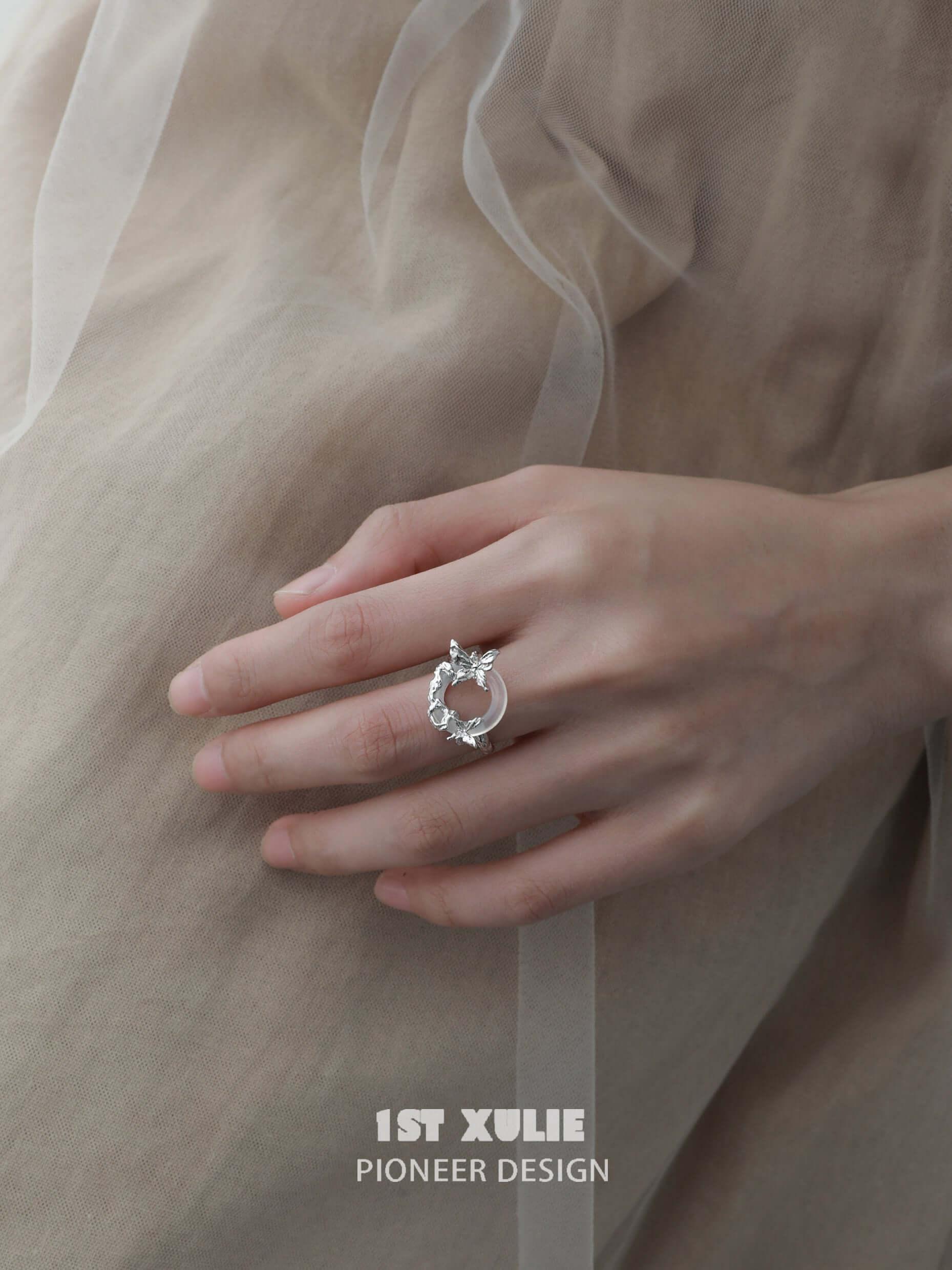 Whiterfly S925 Sterling Silver White Onyx Ring for Women - Elegant Handmade Jewelry Gift for Birthday, Anniversary & Special Occasions