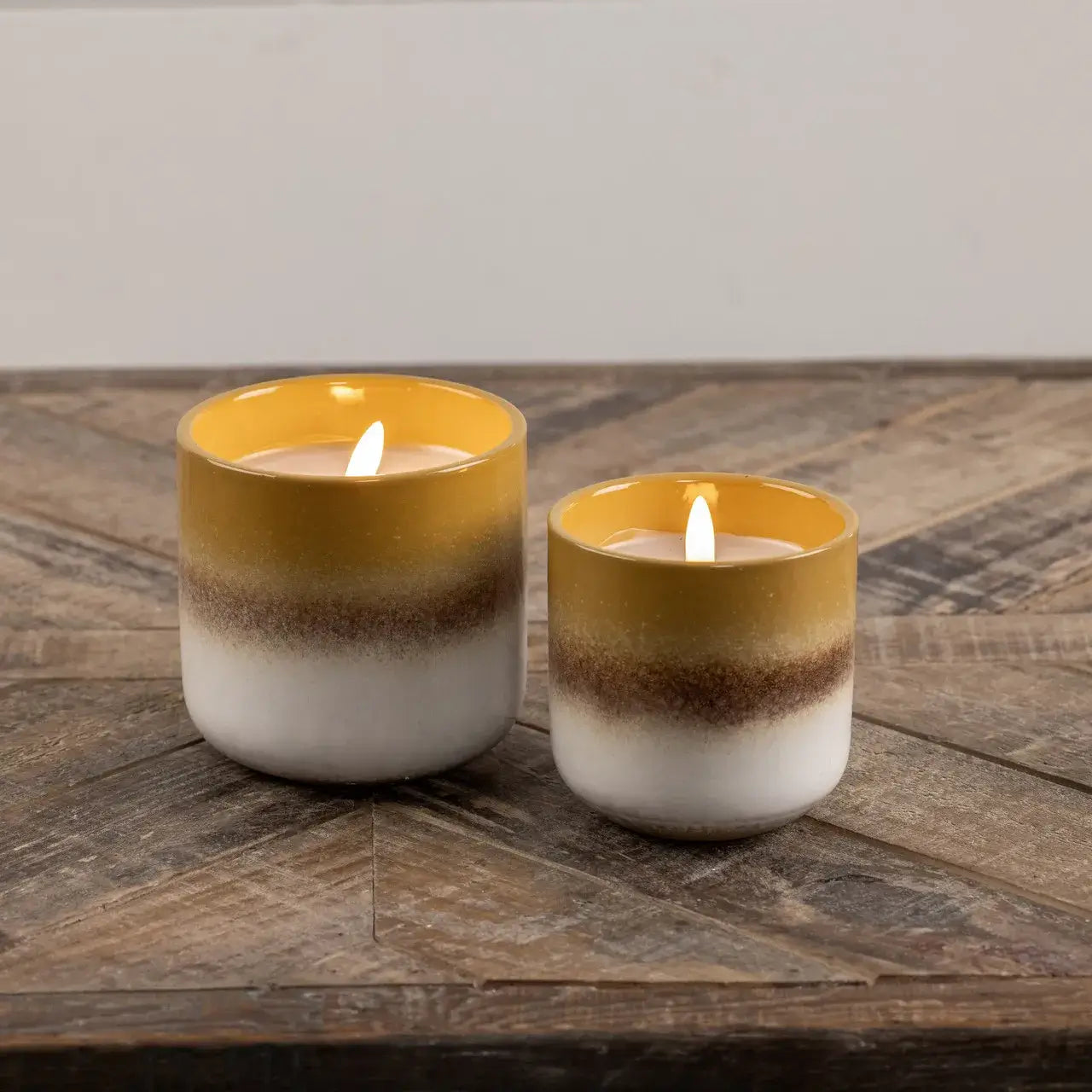 3D Flame Glass Candle Holder - White & Yellow Ceramic Decorative Candle for Home Decor, Wedding Centerpieces, Romantic Dinner Ambiance