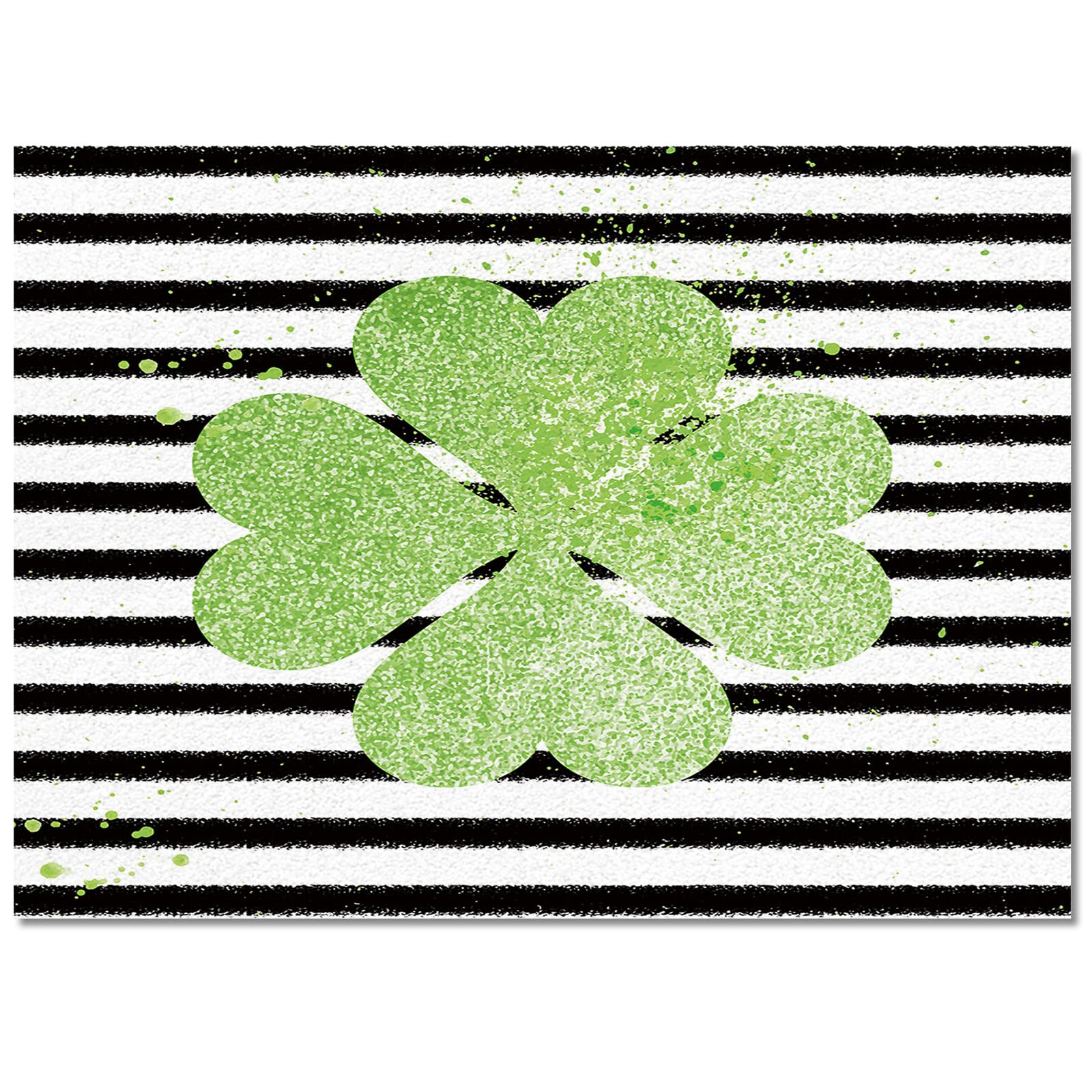 5'x7' Washable Watercolor Stripes Shamrock Lucky Clover Area Rug - Soft Carpet for Dining Room, Living Room, Bedroom - St. Patrick's Day Seasonal Decor - Perfect for Kitchen, Bathroom & Laundry Floor Mat