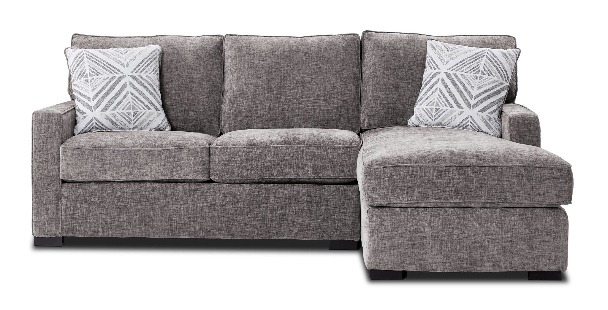 Charlotte 2-Piece Sectional Sofa with Right Facing Chaise in Smoke Gray - Modern Living Room Furniture for Small Spaces & Apartments