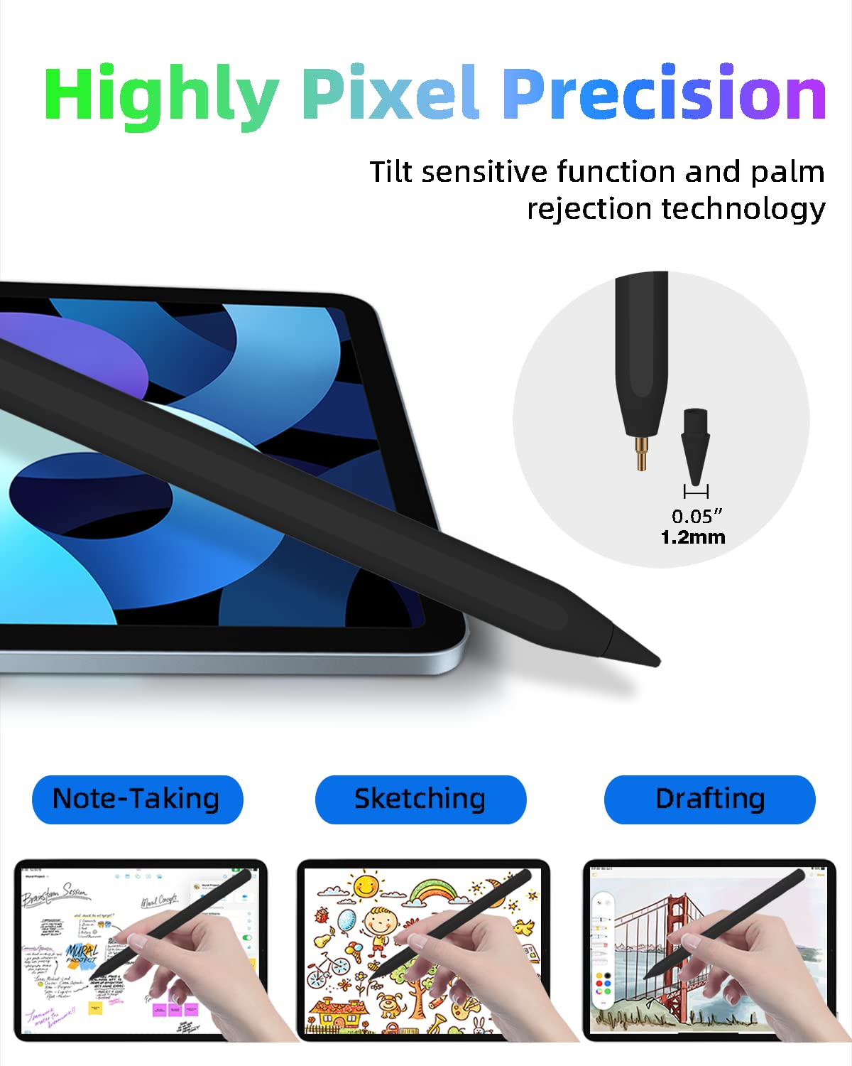 Apple Pencil 2nd Generation Stylus Pen - Magnetic Wireless Fast Charging, Compatible with iPad Pro 11
