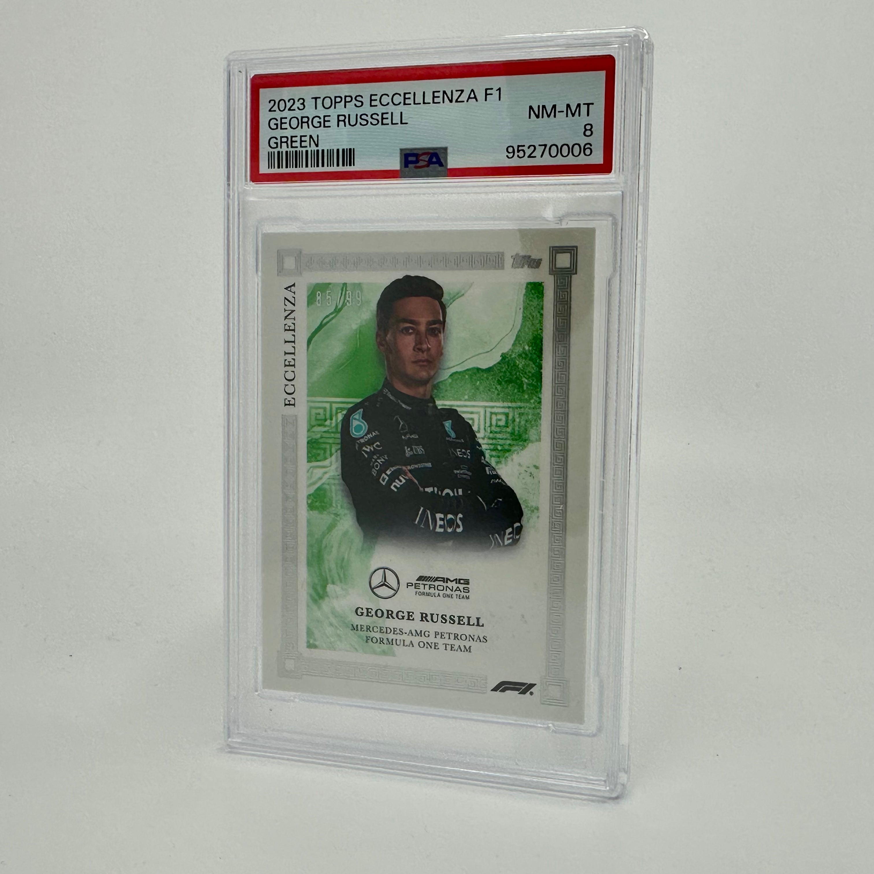 PSA 8 George Russell 2023 Eccellenza Green #85/99 - Rare Trading Card for Collectors & Sports Fans - Perfect for Display, Investment & Fantasy Leagues
