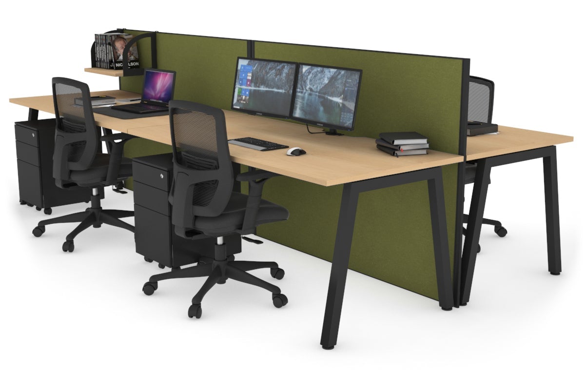 Horizon Quadro 4-Person Office Workstation Bench with A-Legs | 1400L x 800W Dimensions | Cable Management Scallop | Perfect for Collaborative Workspaces & Open Office Environments