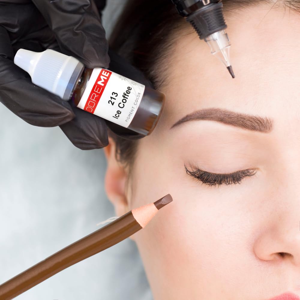 DOREME Permanent Makeup Pigment Ink - Mocha Brown Eyebrow Tattoo Ink for Microblading & Cosmetic Micropigmentation | Semi-Permanent Brow Enhancement for Natural-Looking Results | Perfect for Salons, Tattoo Artists & DIY Beauty Enthusiasts