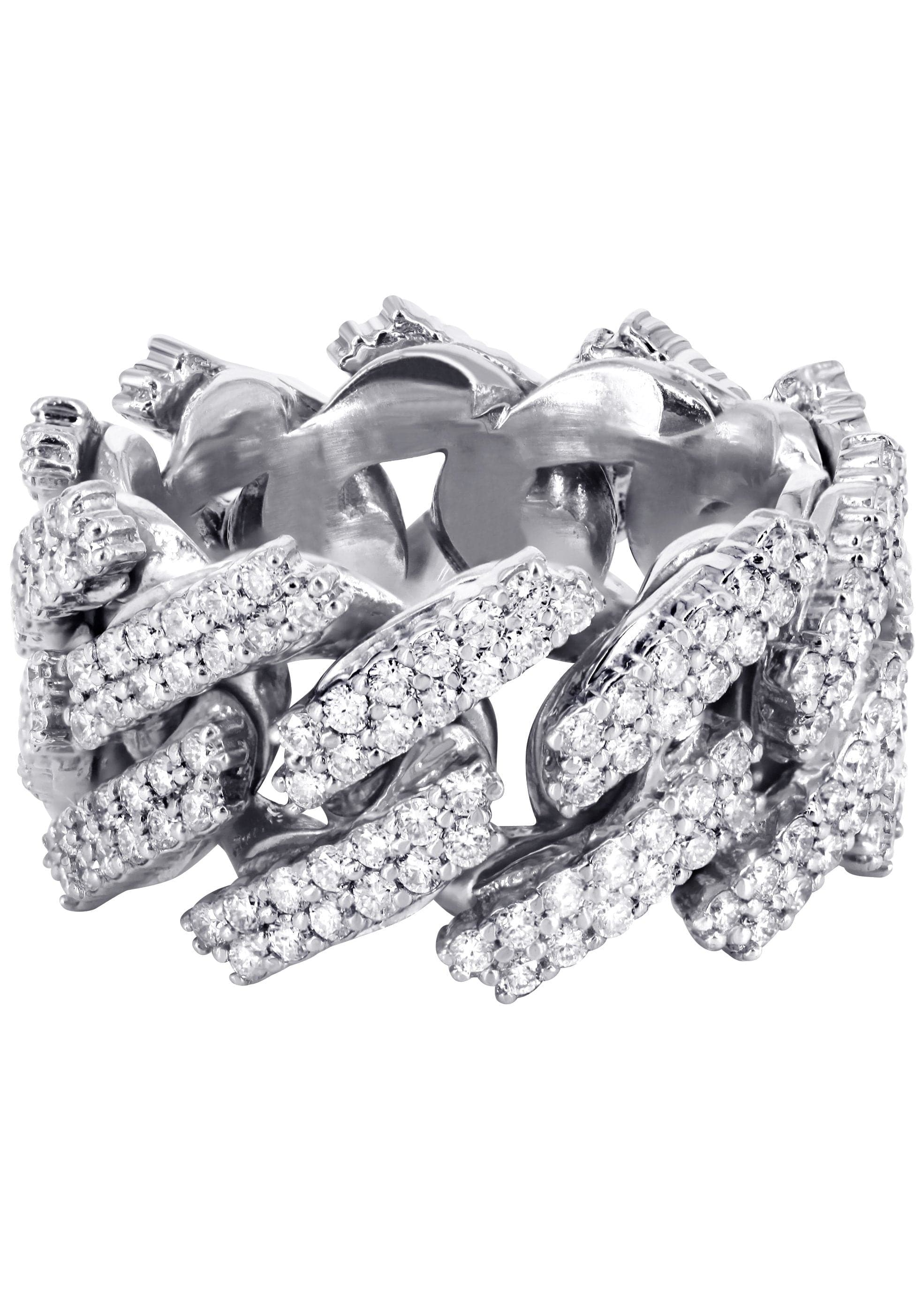 14K White Gold Diamond Cuban Link Ring for Men - 20 Grams Solid Gold, 4.00 Carats Genuine Diamonds | Luxury Jewelry Gift for Anniversary, Wedding & Special Occasions
