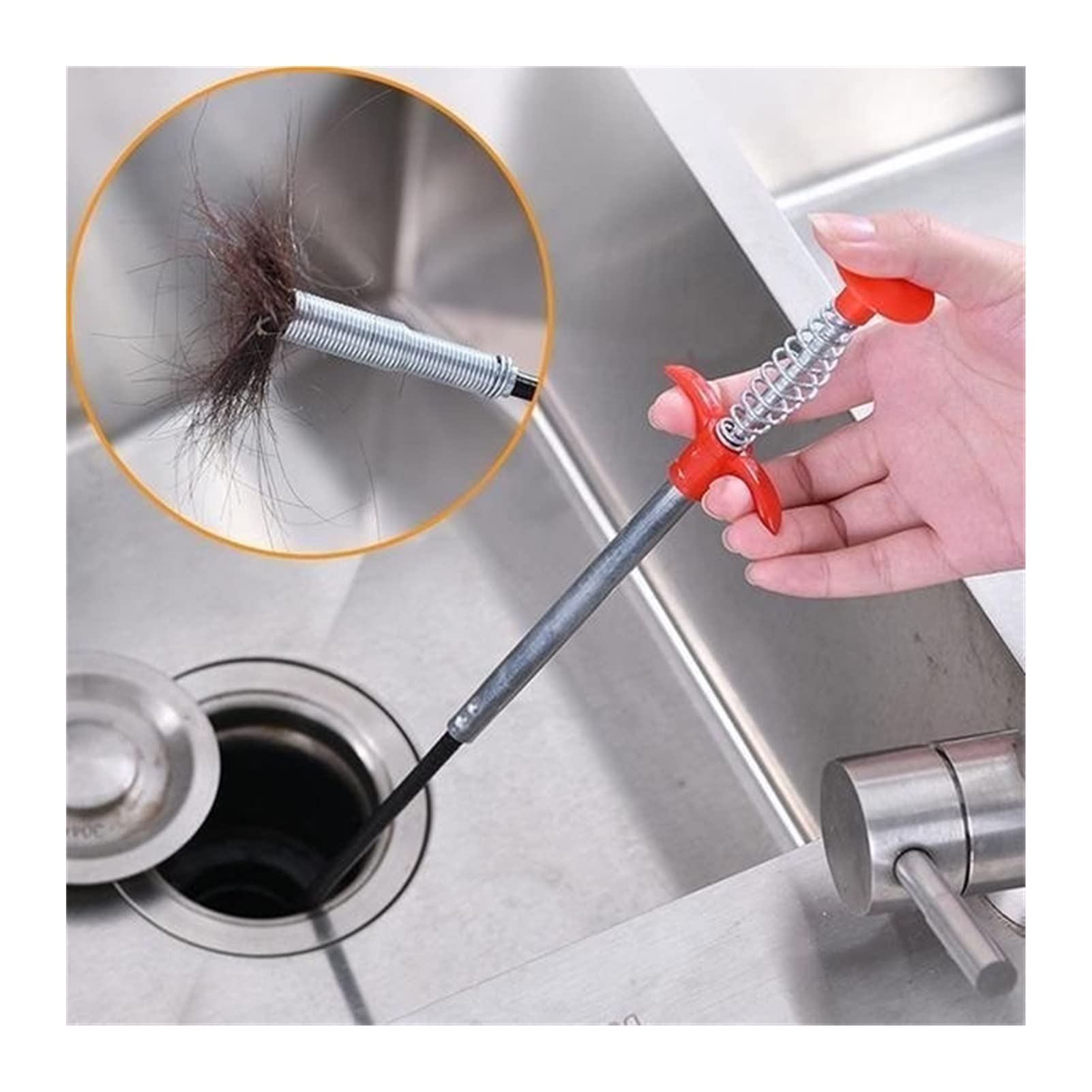 60-250cm Spring Pipe Drain Cleaner Tool - Heavy Duty Sewer Snake for Kitchen Sink, Bathroom & Shower Drain Unclogging (23-98 inches) - Perfect for Home Plumbing Maintenance and Emergency Pipe Cleaning