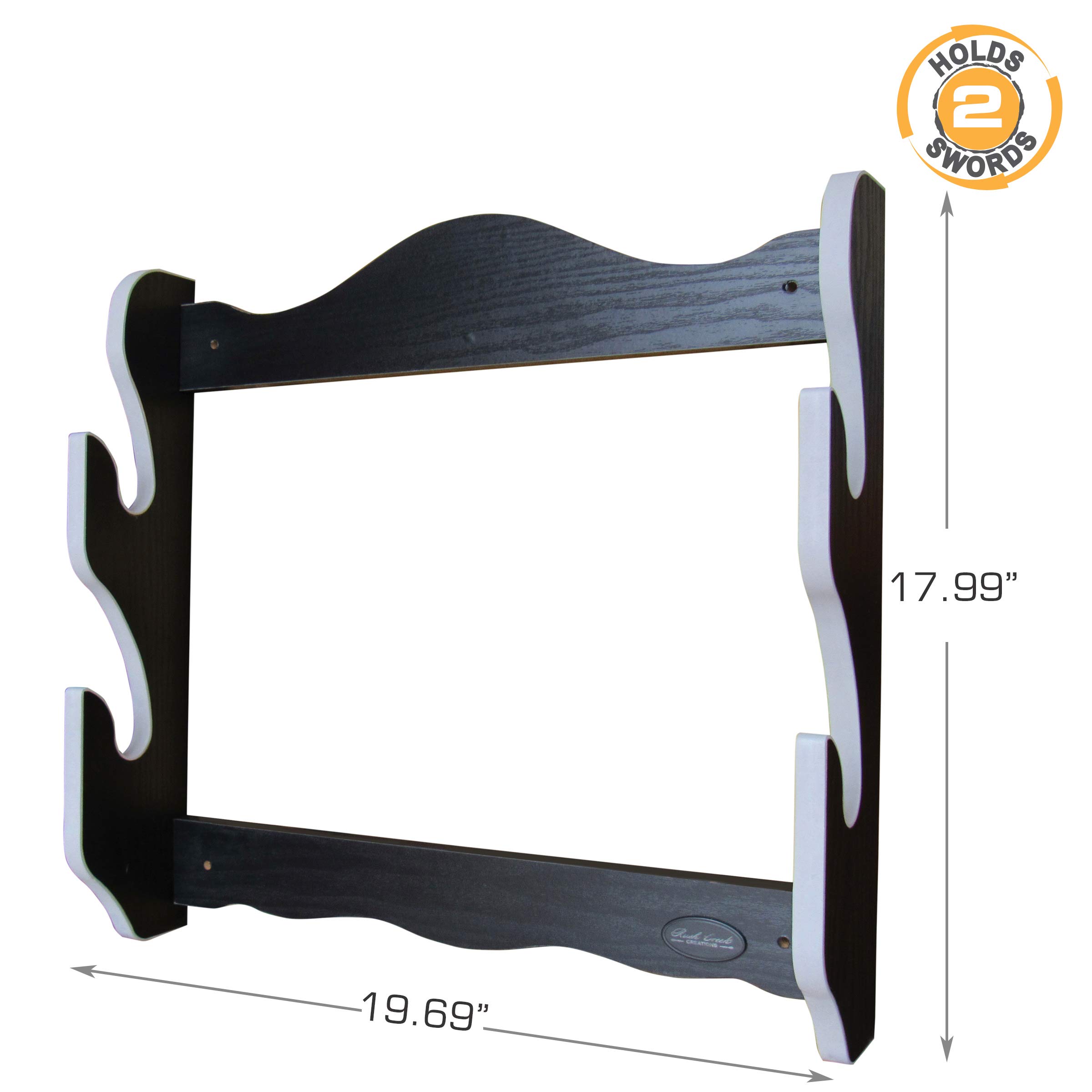 Rush Creek Creations Black Wall Mount Katana Sword Display Rack - Easy Assembly for Martial Arts & Samurai Sword Collection | Perfect for Dojo, Home Decor, and Weapon Storage