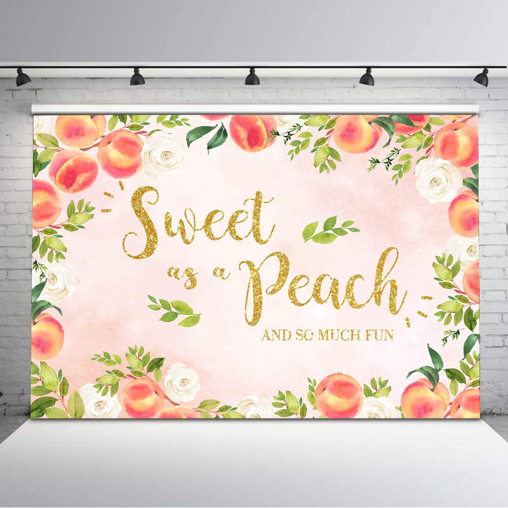 Sweet as a Peach Floral Backdrop - 8x6ft Vinyl Peach Blossom Baby Shower Background for Spring Birthday Parties, Cake Table Decor & Nursery Wall Decor | Perfect for Baby Showers, Bridal Showers & Spring Celebrations