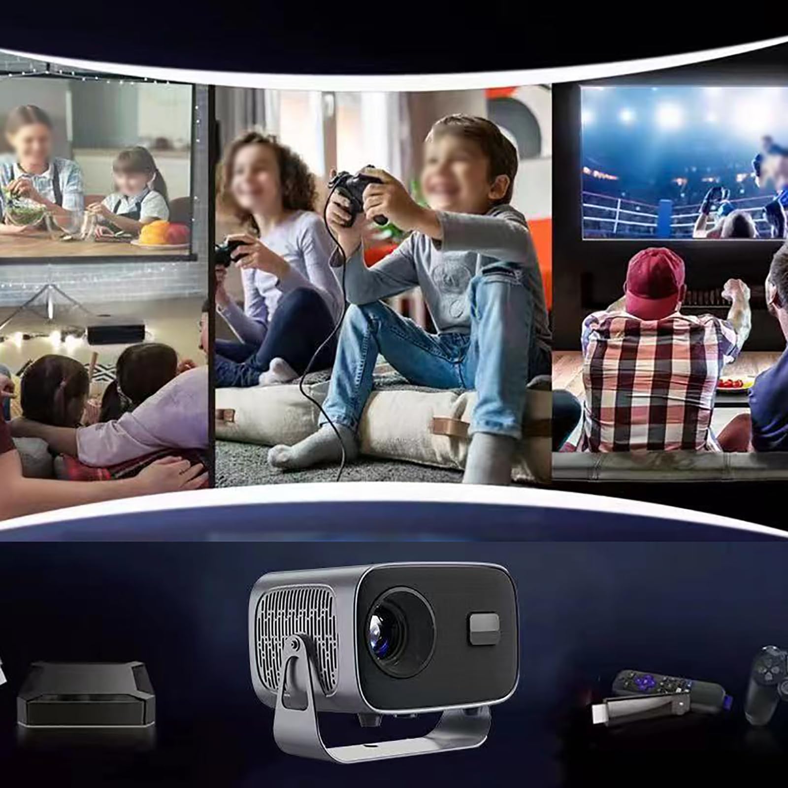 QIeAny Portable 4K Projector with 5G WiFi & Bluetooth - 4000 Lumens (150 ANSI) for Home Theater, Outdoor Movies, and Presentations | Wireless Mirroring, 360° Rotation, ±30° Vertical Keystone, 5W Built-in Speaker, Metallic Finish