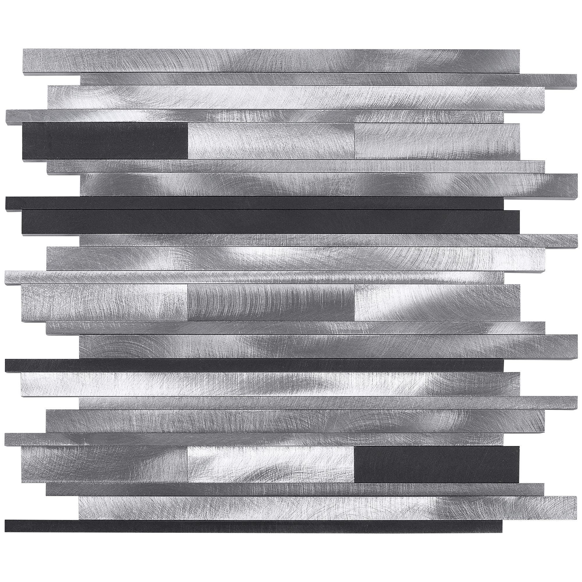 Bold and Thin Grey Aluminum Mosaic Tile - 10 Sheets for Kitchen Backsplash, Bathroom Wall Decor & Shower Surround - Peel and Stick Waterproof Backsplash Panel for Modern Home Renovation