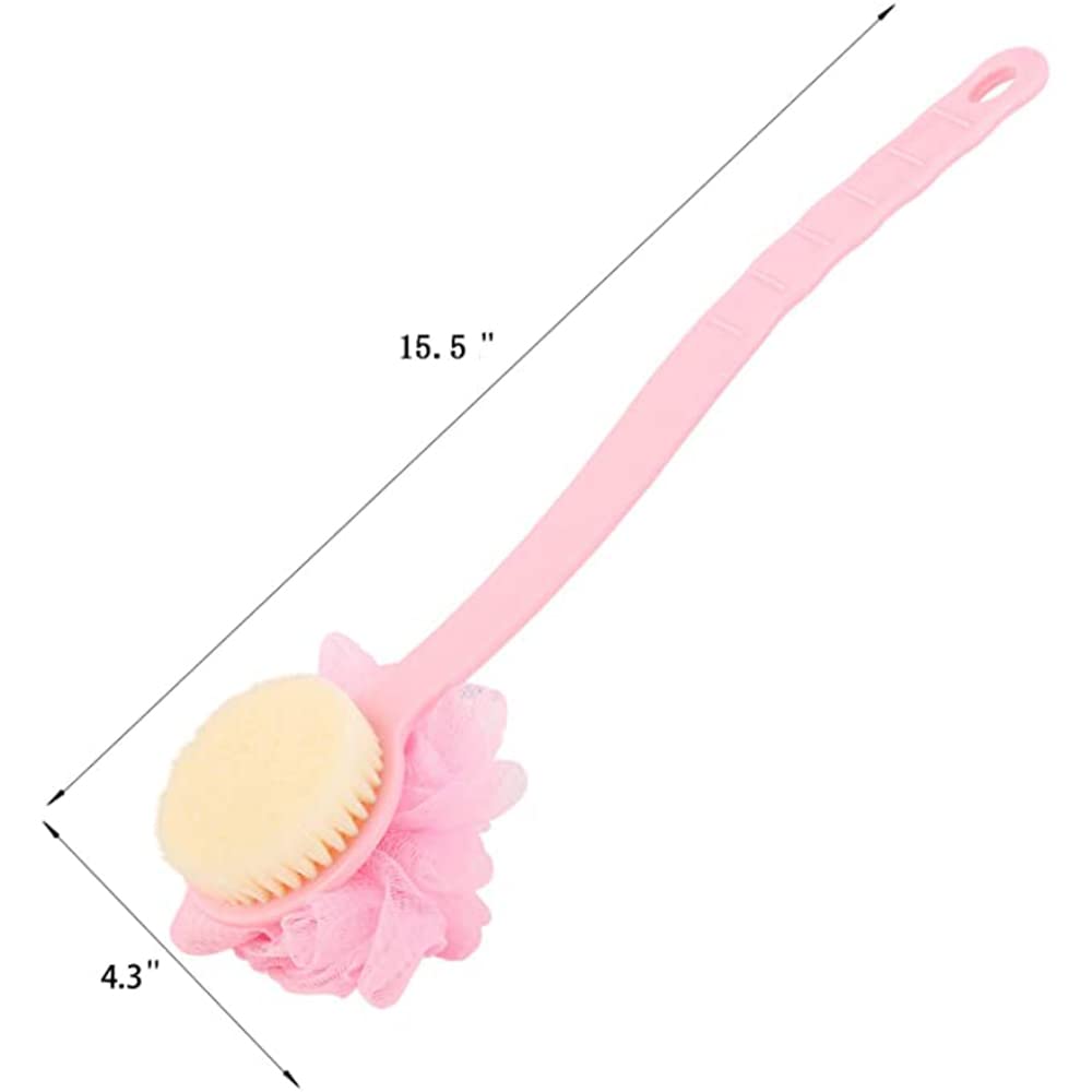 MosQuick® 2-Pack Double Sided Body Scrubber for Men & Women - Exfoliating Back Scrubber with Handle for Dry Brushing, Bath & Shower - Perfect for Body Wash & Skin Care Routine