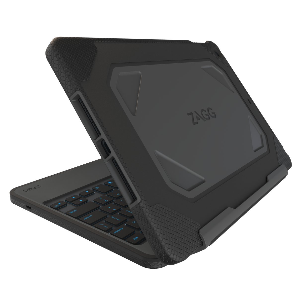 ZAGG Rugged Book Durable Case with Detachable Backlit Keyboard for iPad Air 2 - Black | Protective Hinged Cover for Work, Travel & Outdoor Use