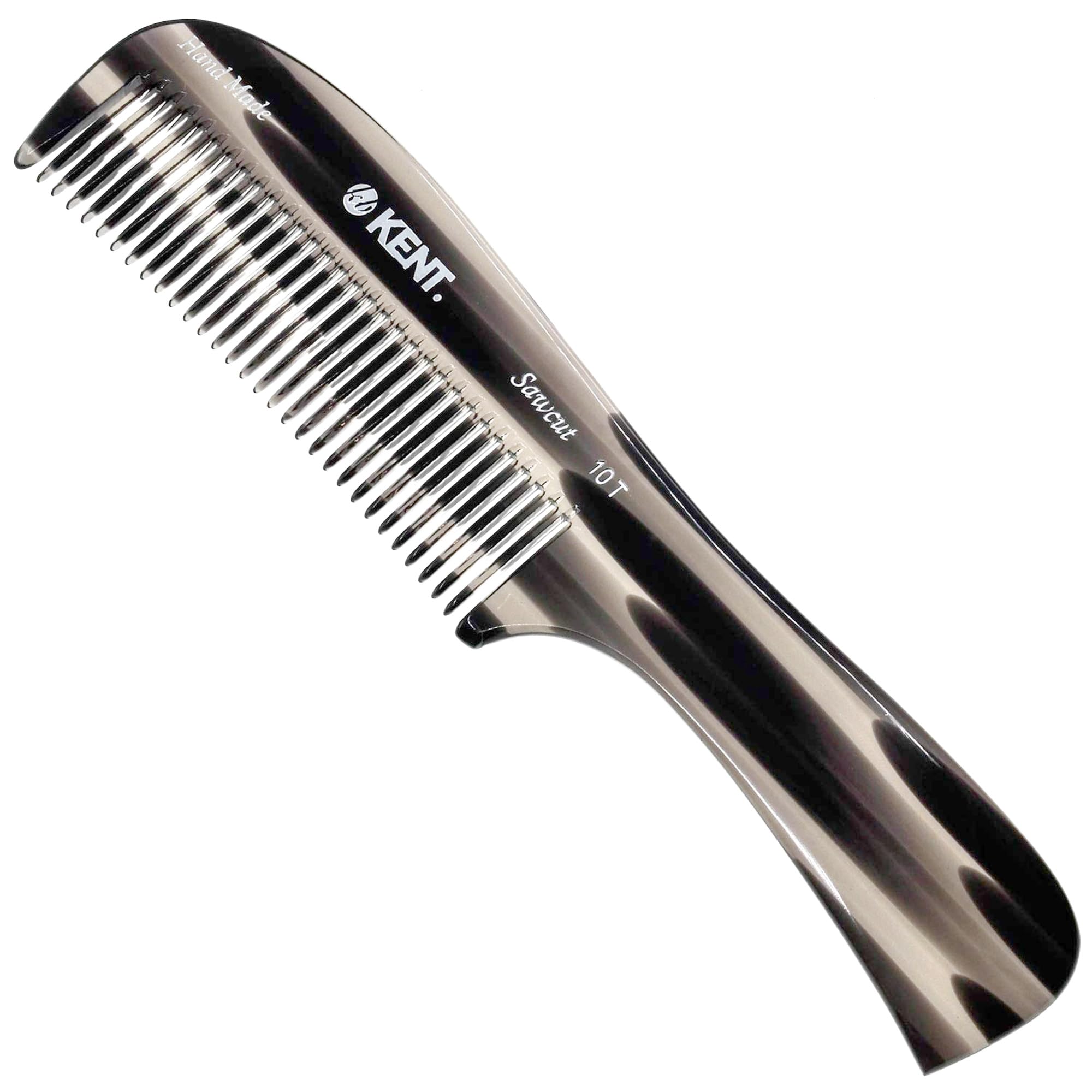 **Kent 10T Large Hair Detangler Comb for Curly & Thick Hair – Handmade Wide Tooth Comb for Wet & Dry Hair – Saw-Cut & Hand-Polished Detangling Rake Comb (Graphite) – Perfect for Salon, Travel & Home Use**