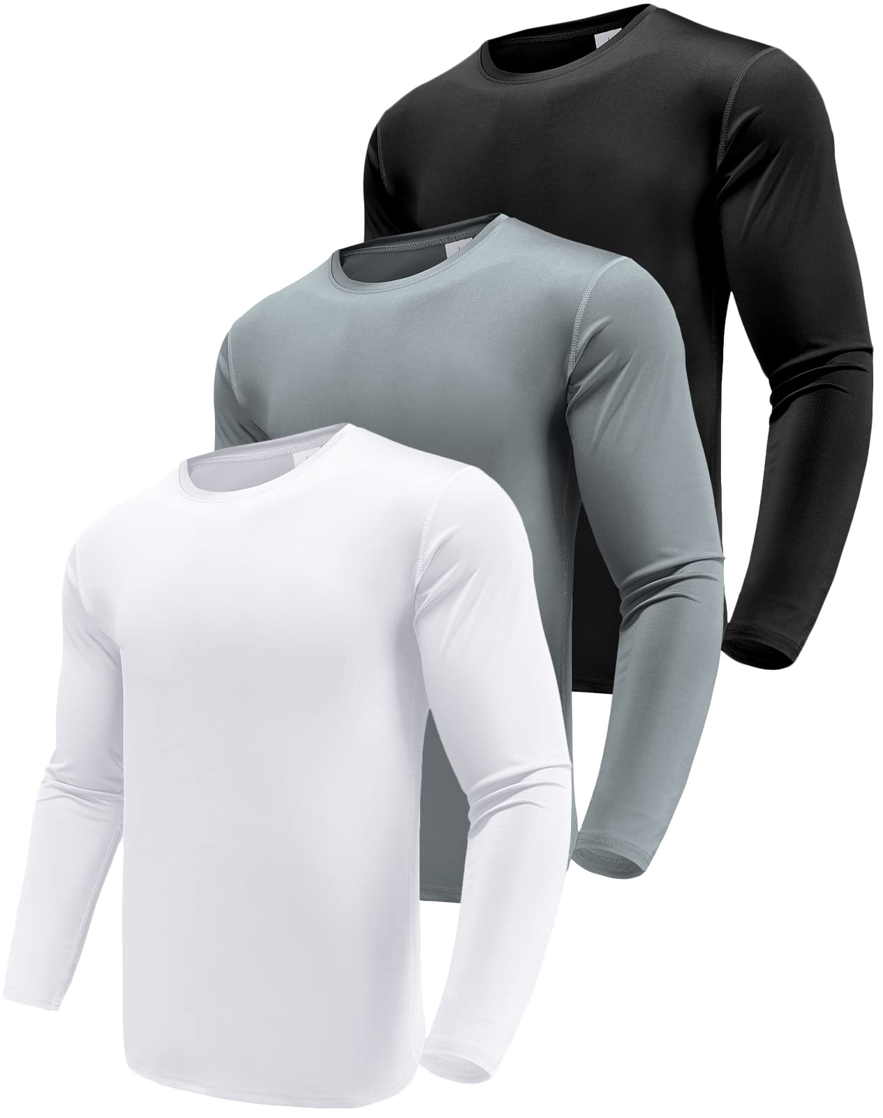 Boyzn Men's 1 or 3 Pack Performance Long Sleeve T-Shirts - UPF 50+ Sun Protection, Moisture Wicking Athletic Shirts for Running, Hiking & Outdoor Workouts | Gym, Jogging & Sports Apparel