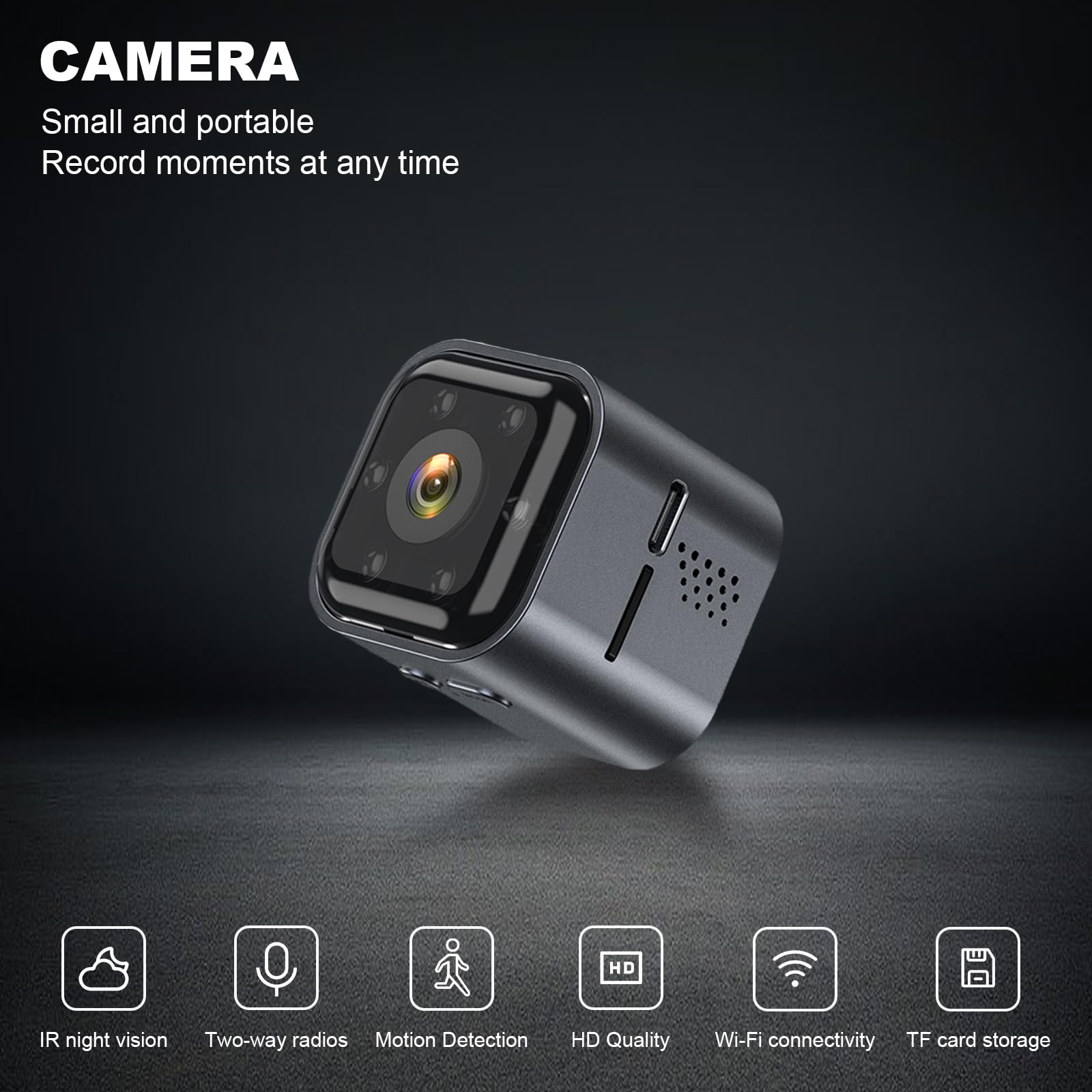 WORHUDY Mini Spy Camera - 4K HD WiFi Hidden Security Camera with Two-Way Audio, Motion Detection & Night Vision | Compact Surveillance Camera for Home Security, Nanny Cam, Office Monitoring & Pet Watching