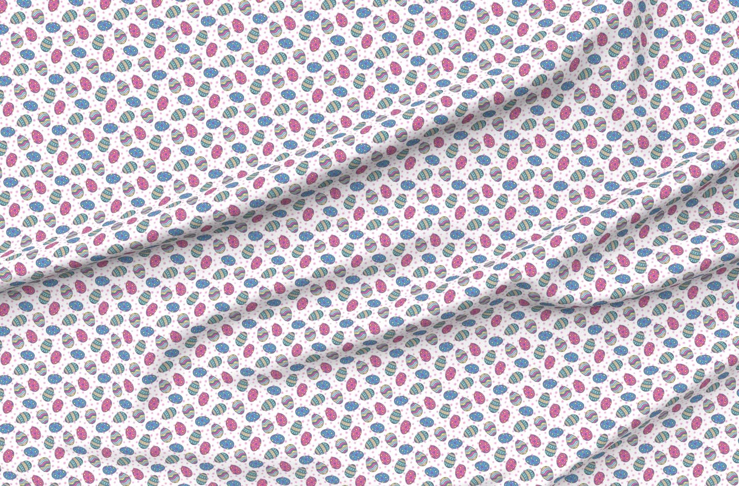 Easter Eggs Pink White Blue Spots Spring Pastel Printed Cotton Fabric by The Yard - Premium Petal Signature Cotton for Sewing, Quilting, Apparel, Crafts & Home Decor - Perfect for Easter DIY Projects, Spring Decorations and Baby Nursery Designs