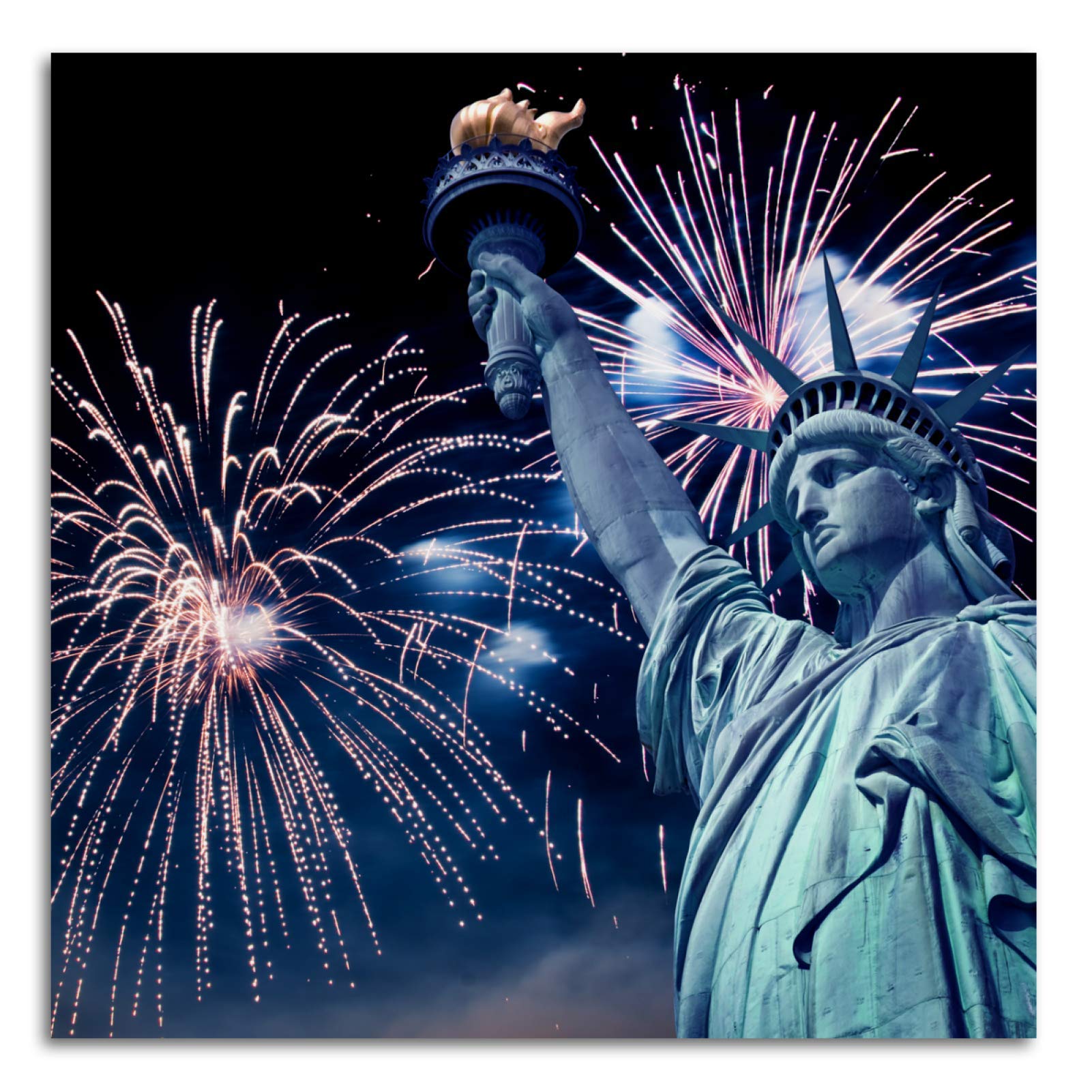Modern Statue of Liberty Canvas Wall Art - Frameless Bathroom & Kitchen Decor - 24x24 Inch Unframed Print for Gallery Wall, Bedroom, or Office - American Themed Home Decoration