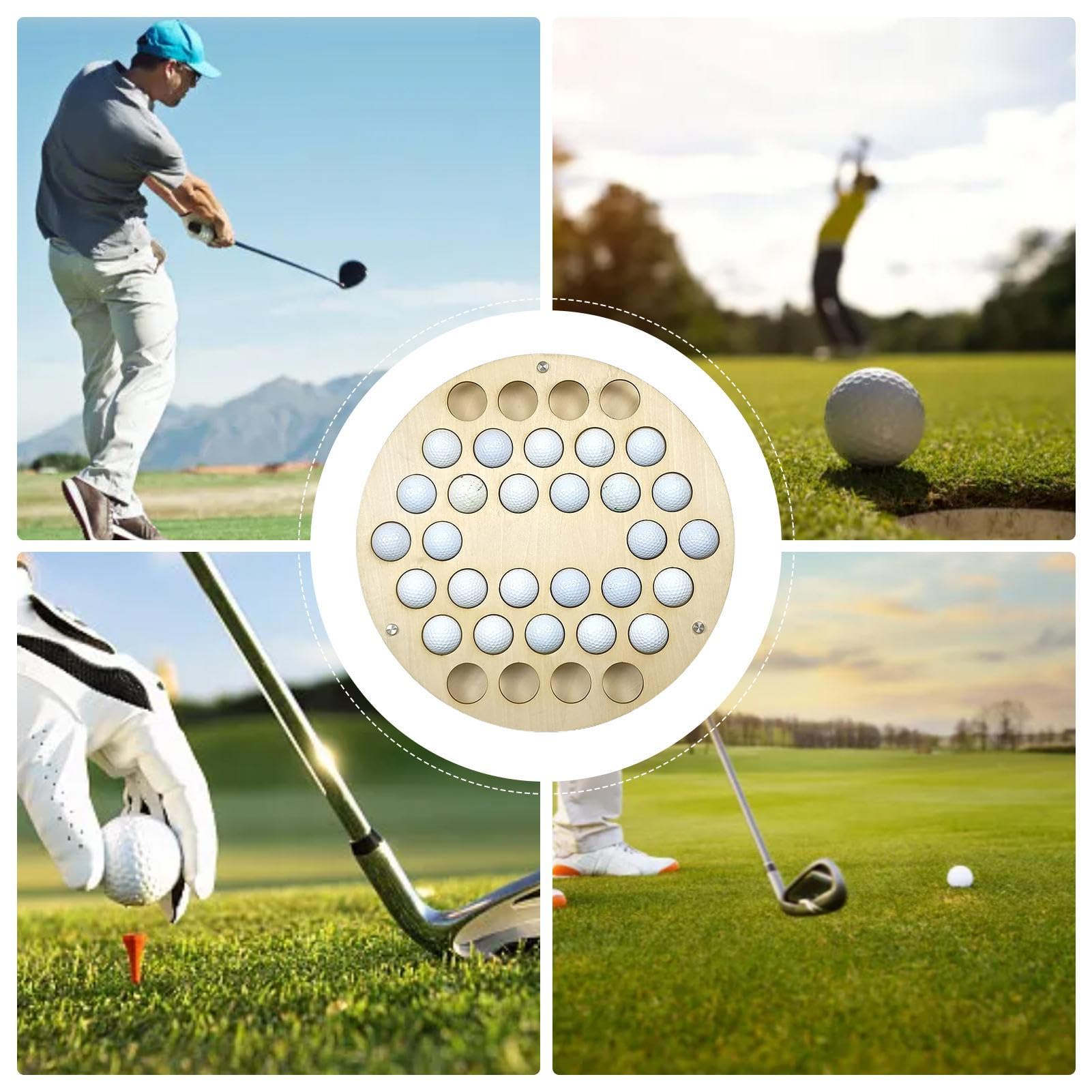 34-Hole Wooden Golf Ball Storage Rack - Wall Mounted Golf Ball Holder Shelf with Farmhouse Style, Flexible Floating Shelves for Living Room, Bedroom & Study | Perfect Golf Accessory Organizer for Home Decor & Sports Enthusiasts