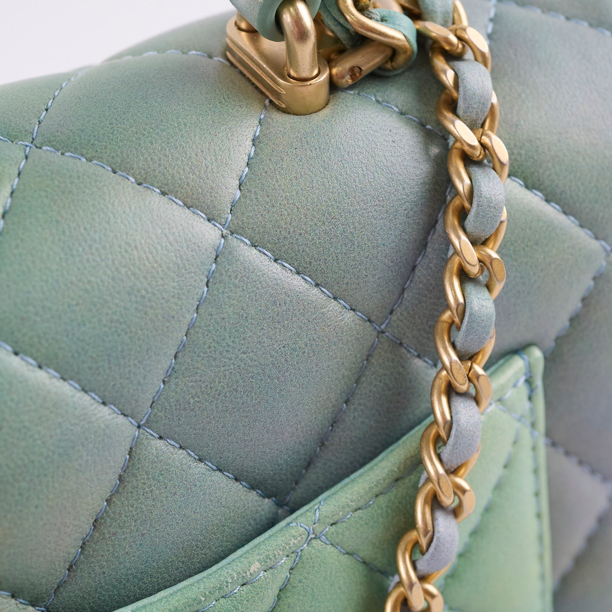 Chanel Mini Rectangular Lambskin Top Handle Bag in Ombre Green with Microchip - Perfect for Evening Events, Date Nights & Luxury Fashion Collectors
