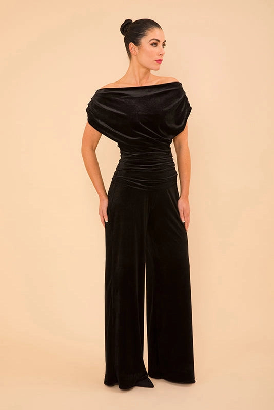 Black Velvet Carbon Jumpsuit for Women - Stylish One-Piece Bodysuit for Parties, Night Out & Special Occasions