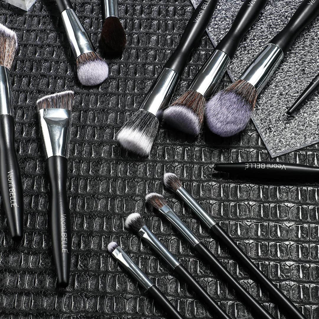Veoni Belle Professional Makeup Brush Set - Flat Concealer Brush, Eyeshadow Blending Brush & Flat Brush with Soft Bristles | Perfect for Foundation, Contouring & Eye Makeup Application | Ideal for Daily Use, Professional Makeup Artists & Beauty Enthusiasts