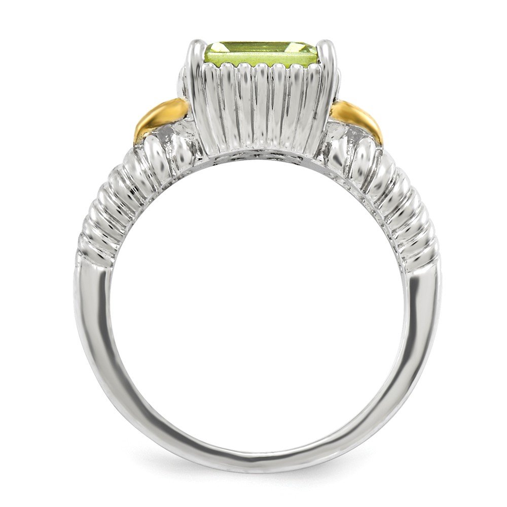 Sterling Silver Rhodium Plated Lemon Quartz Ring with Gold Accents - Elegant Jewelry for Women, Perfect for Weddings, Parties & Everyday Wear