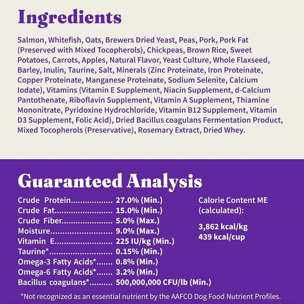 Premium Holistic Healthy Grains Dog Food with Wild Caught Salmon & Whitefish - High Protein Dry Kibble for Adult Dogs - Supports Skin, Coat & Joint Health - Ideal for Active & Sensitive Dogs