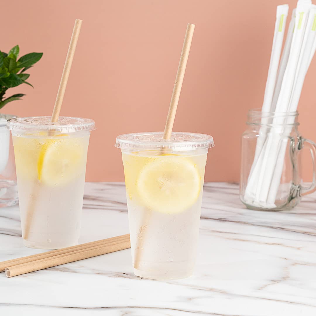 100 Premium 10 Inch Eco-Friendly Kraft Paper Straws for Restaurants & Cold Drinks - Durable, Sturdy & Biodegradable Drinking Straws for Smoothies, Iced Coffee & Bubble Tea
