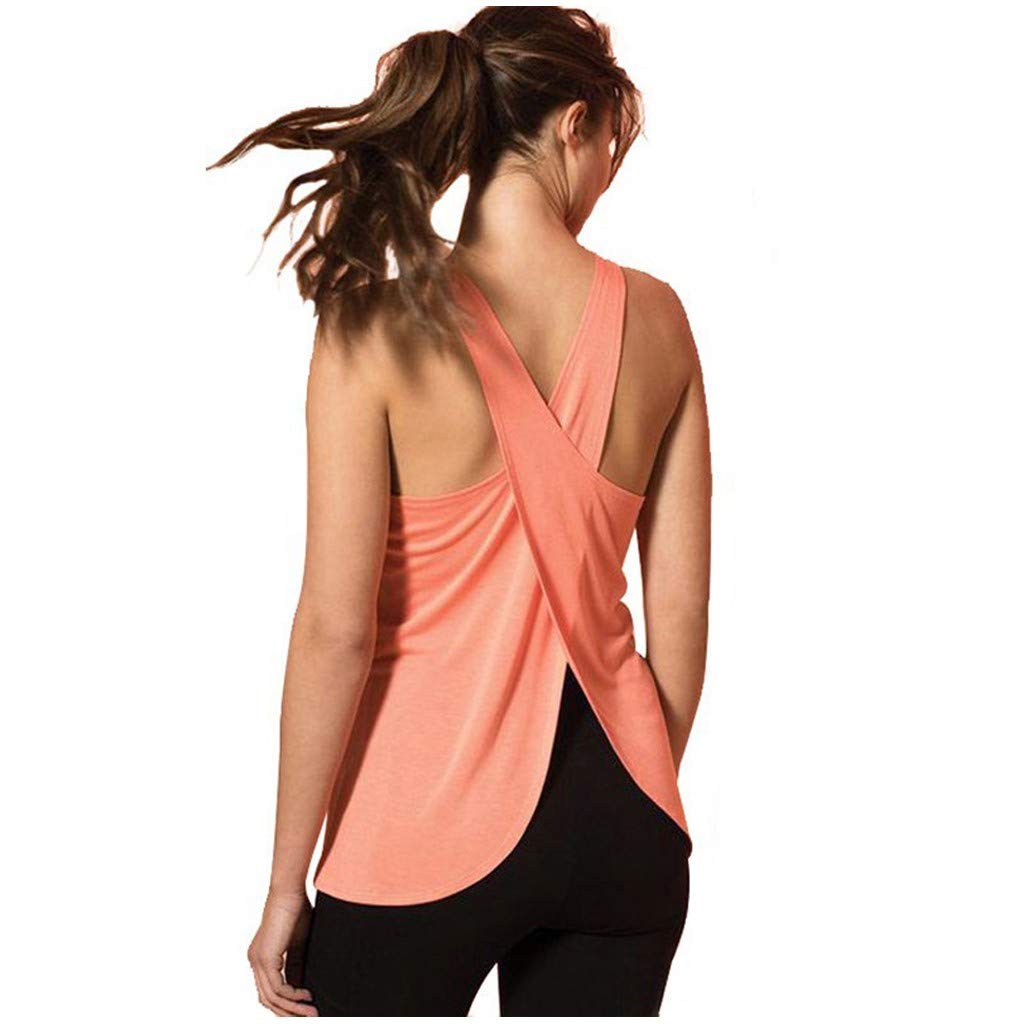 Women's Sleeveless Cross Back Yoga Shirt - Breathable Workout Sports Vest Top, Black Crop Fitness Tank for Yoga, Running & Gym