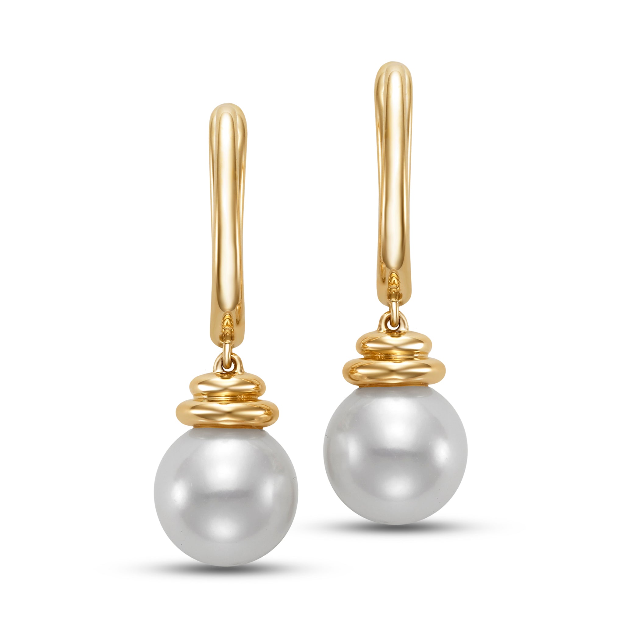 14K Yellow Gold Freshwater Pearl Drop Earrings for Women - Elegant Dangling Jewelry for Weddings, Parties & Special Occasions