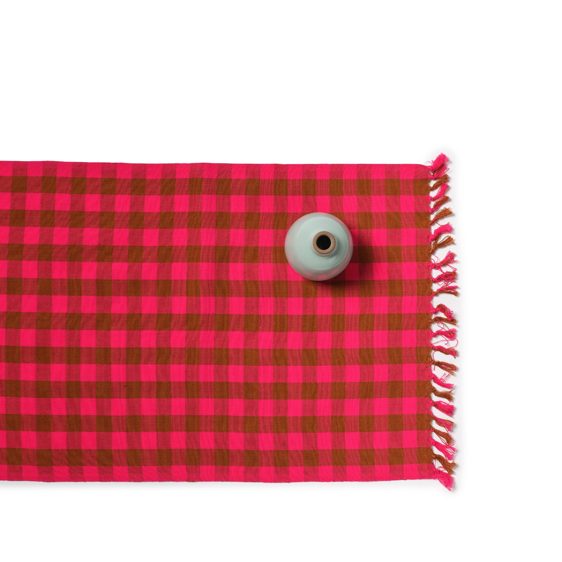 Pink Big Gingham Table Runner - Elegant Dining Table Decor for Parties, Weddings & Home Decor