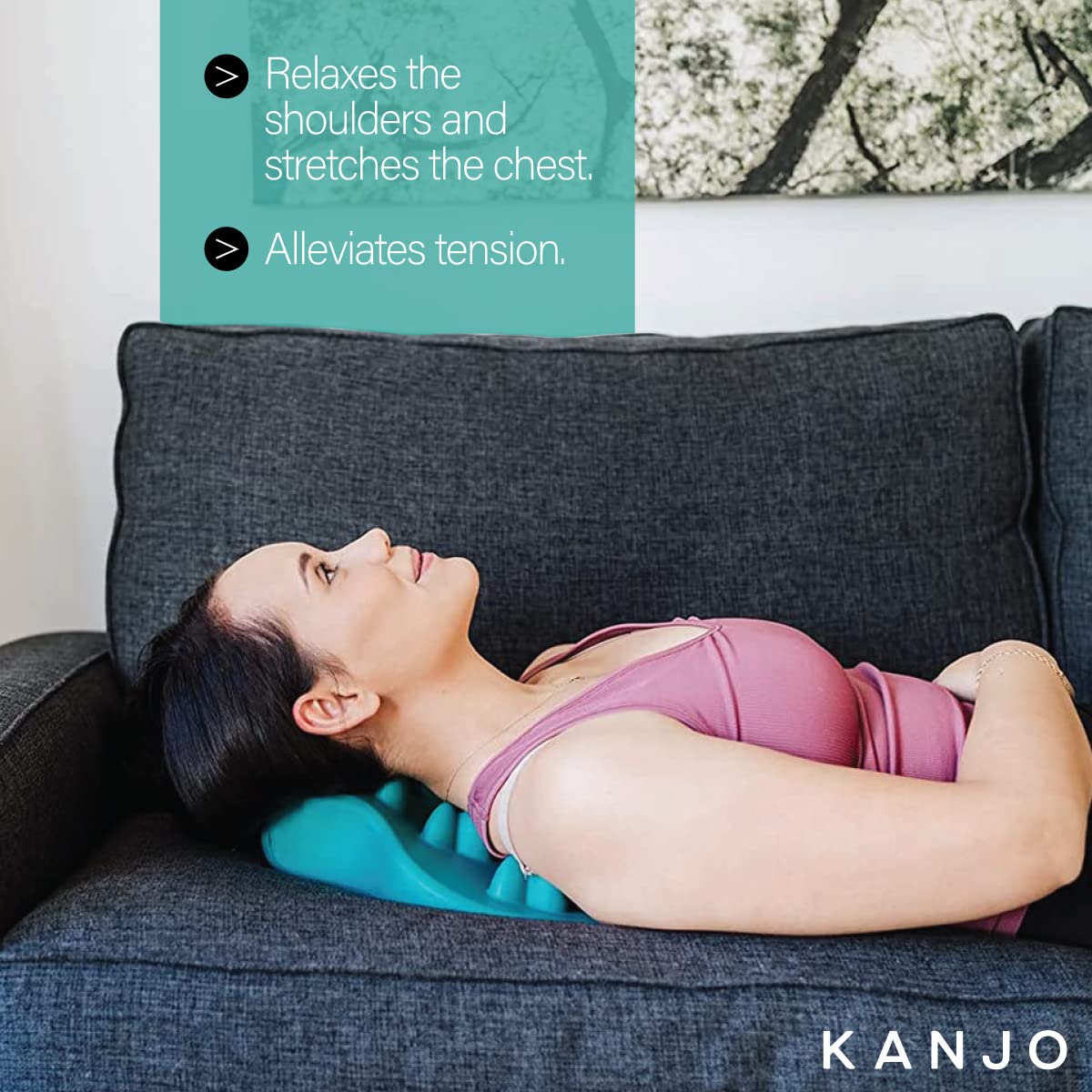FSA HSA Eligible Kanjo Acupressure Back Pain Relief Cushion - Upper Back & Neck Support, Cervical Traction for Office Chair, Car Seat & Home Use