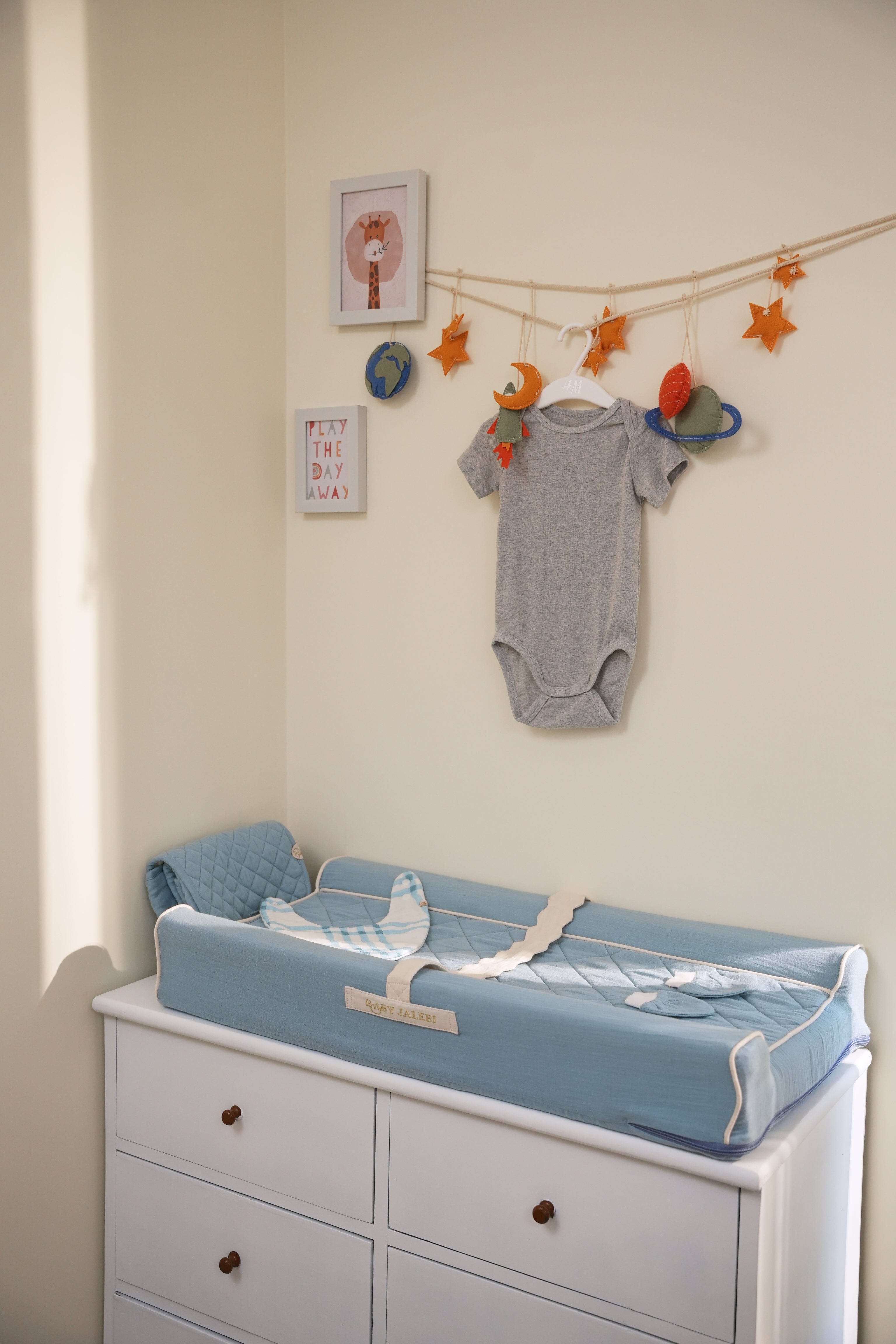 Baby Changing Station with Safety Straps - Portable Diaper Changing Pad for Travel & Nursery - Soft Blue Waterproof Fabric for Easy Cleaning | Perfect for Home, Daycare & On-the-Go Parents