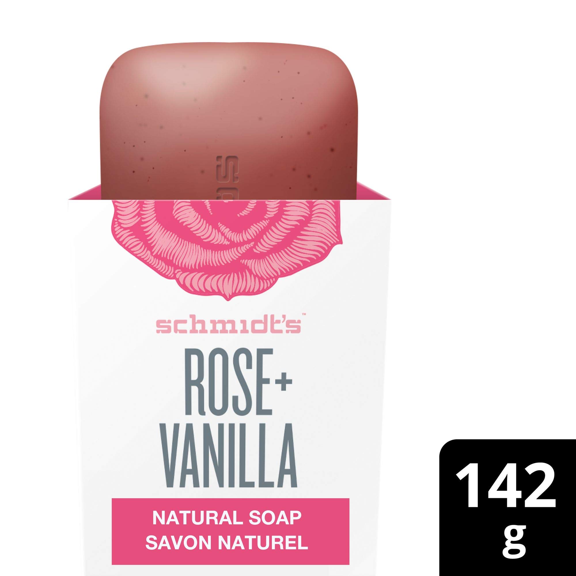 Schmidt's Natural Bar Soap with Rose & Vanilla - 5 Oz | Moisturizing Handmade Soap for Sensitive Skin | Perfect for Daily Bath, Shower & Gift Giving