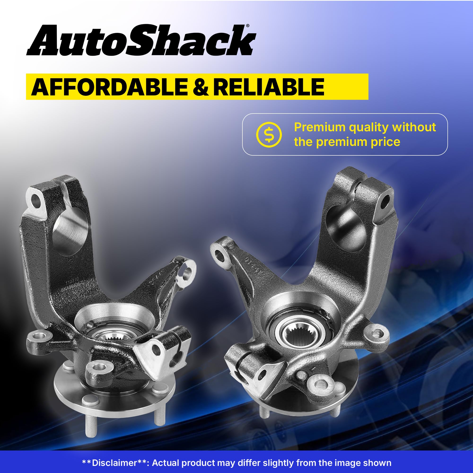 AutoShack Front Steering Knuckles & Wheel Bearing Hub Assembly - Pair of 2 (Driver & Passenger Side) Replacement for 2003-2008 Toyota Corolla 1.8L FWD - KN798390PR - Perfect for Smooth Steering & Safe Driving