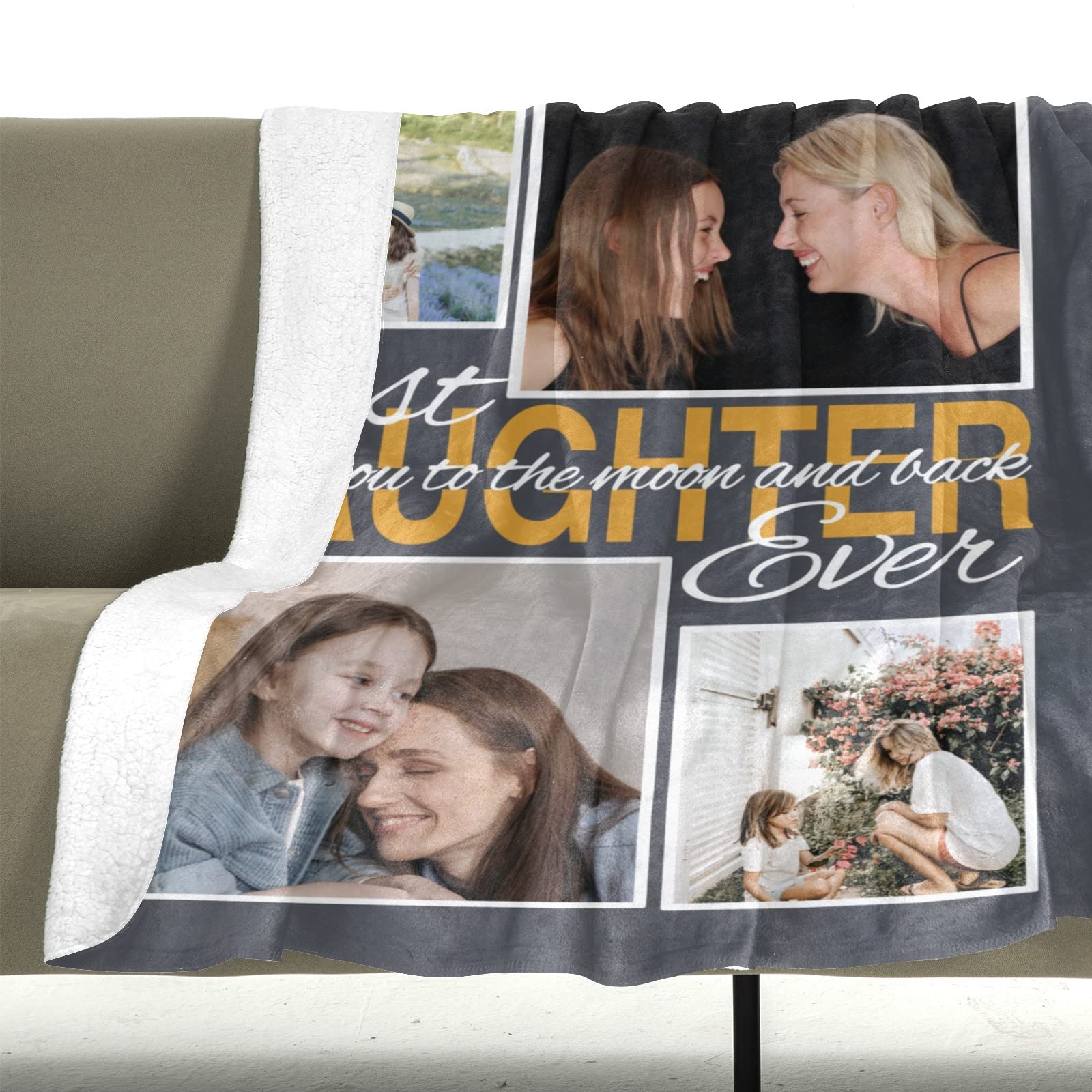 Custom Photo Blanket - Personalized Picture Blanket with Your Design for Mother, Father, Kids, Couples & Friends | 50x60 Inch Sherpa Fleece | Perfect Gift for Birthday, Anniversary & Christmas | Cozy Home Decor & Thoughtful Present