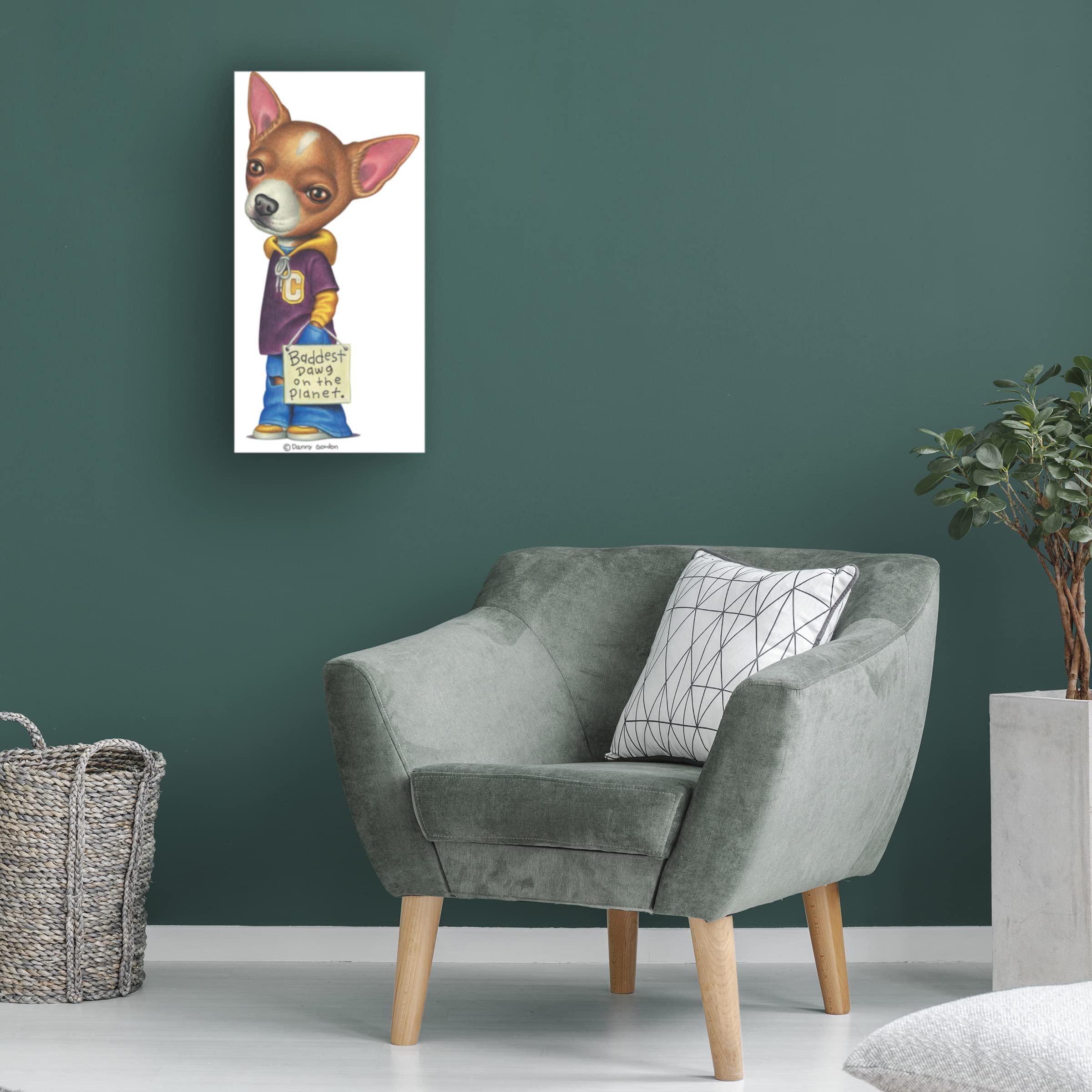 Brown Chihuahua Wearing Clothes Canvas Art Print by Danny Gordon - Cute Dog Wall Decor for Living Room, Bedroom & Office - Perfect Pet Lover Gift
