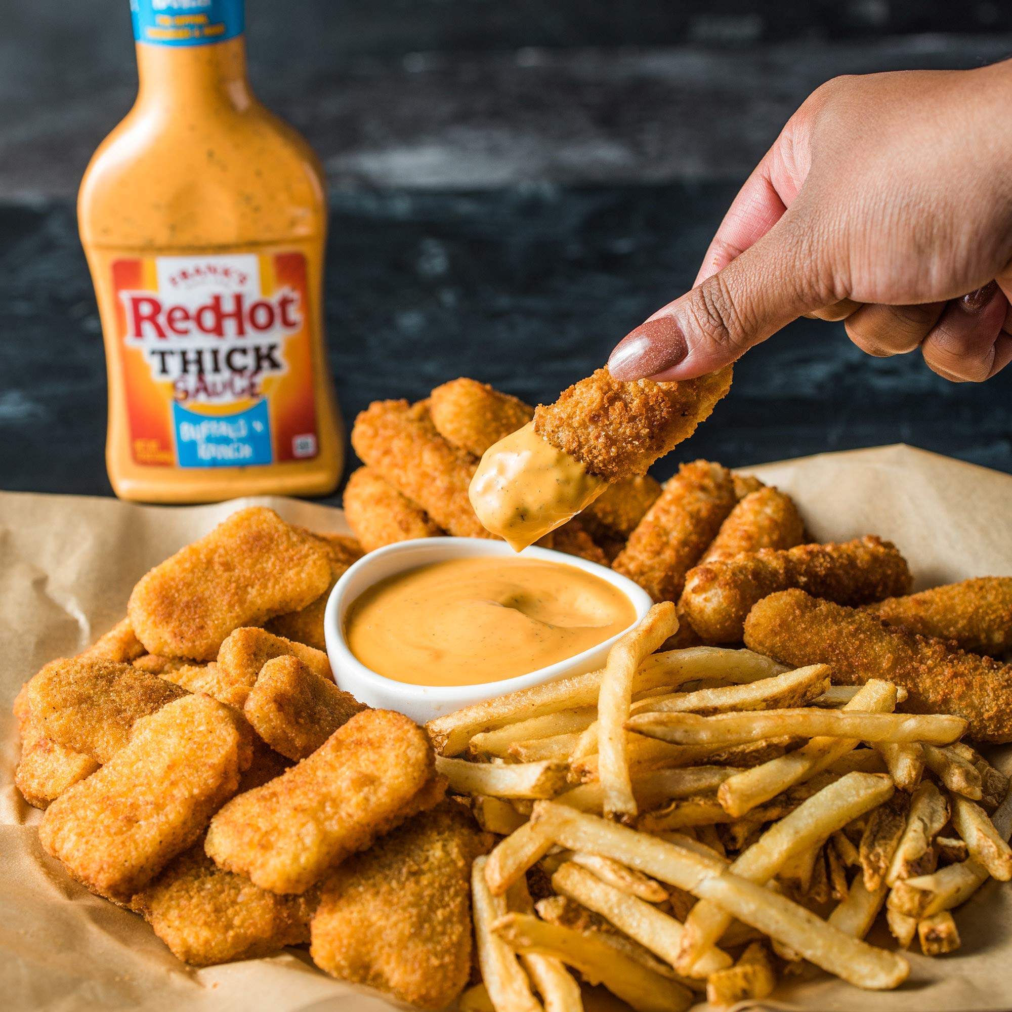 Frank's RedHot Buffalo 'N Ranch Thick & Spicy Hot Sauce - 12 oz Bottle (Pack of 6) | Perfect for Wings, Dips & Game Day Snacks | Authentic Buffalo Flavor